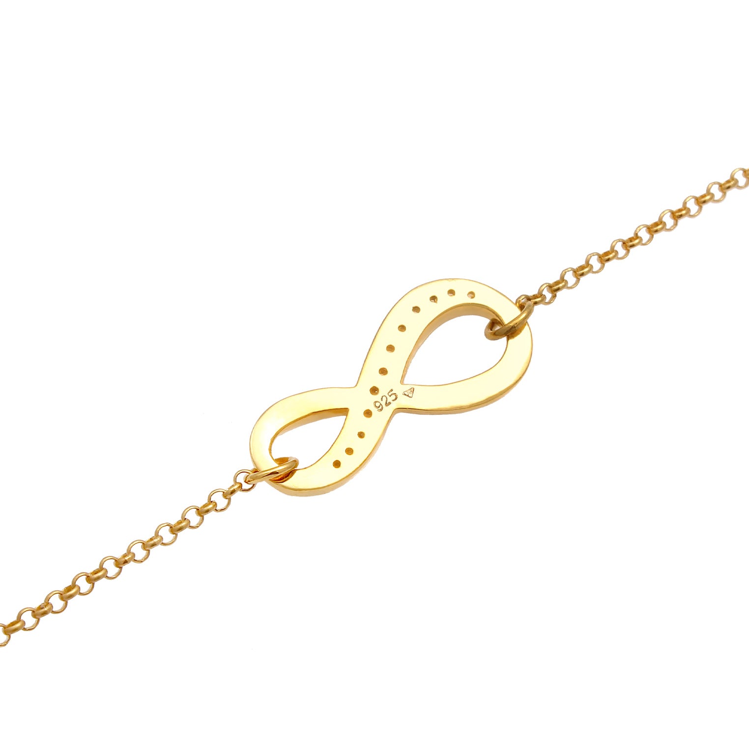 Gold Perhiasan Wanita Perak Asli - Gelang Infinity Symbol Zirconia Lapis