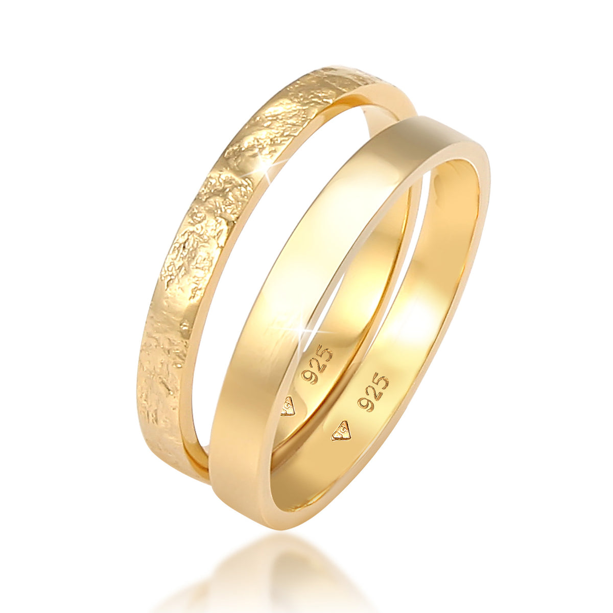 Modern Stacking Band Ring Set 925 Silver Gold Plated
