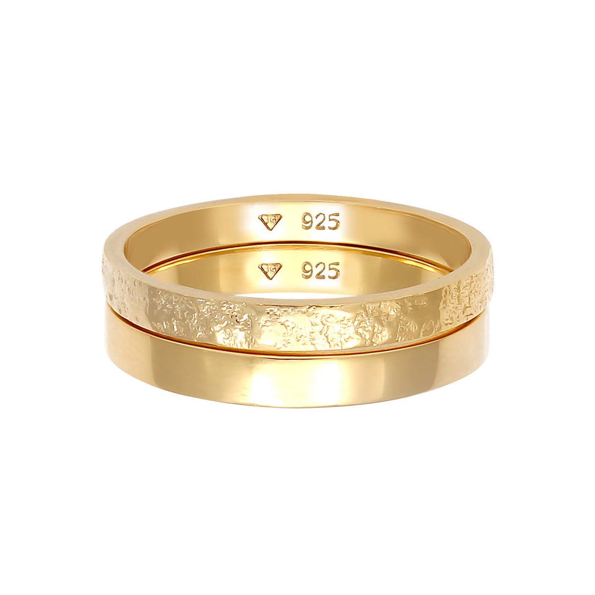 Modern Stacking Band Ring Set 925 Silver Gold Plated