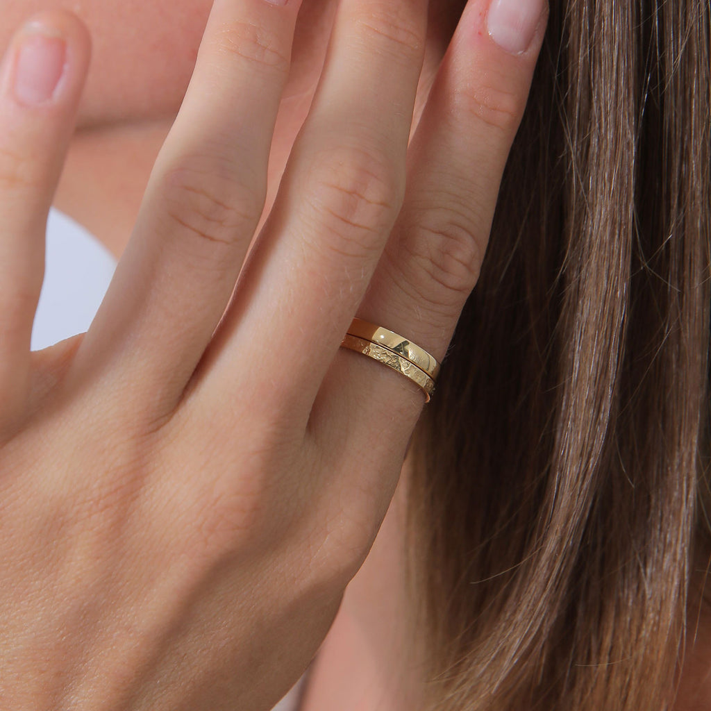 Modern Stacking Band Ring Set 925 Silver Gold Plated