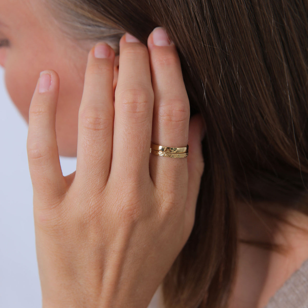 Modern Stacking Band Ring Set 925 Silver Gold Plated