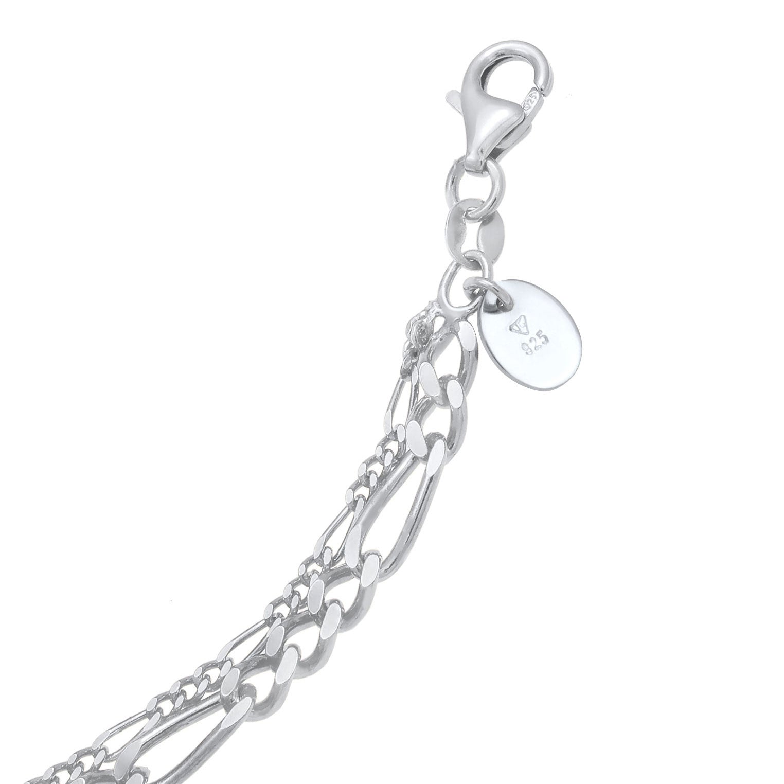 Silver Perhiasan Wanita Perak Asli - Silver Kalung  Layer Chain Figaro Links Basic 925 Silver