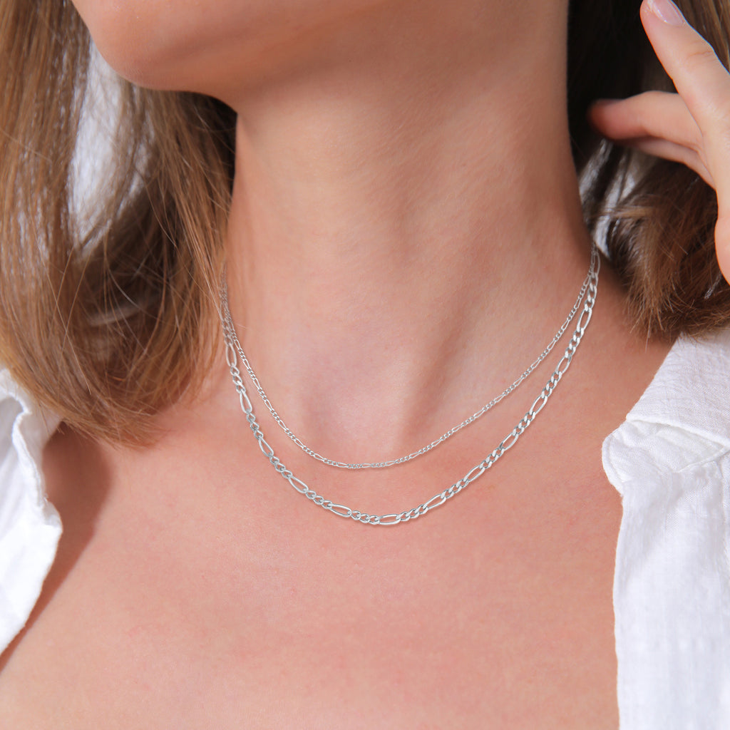 Silver - Elli PREMIUM | Figaro Layered Necklace 925 Silver
