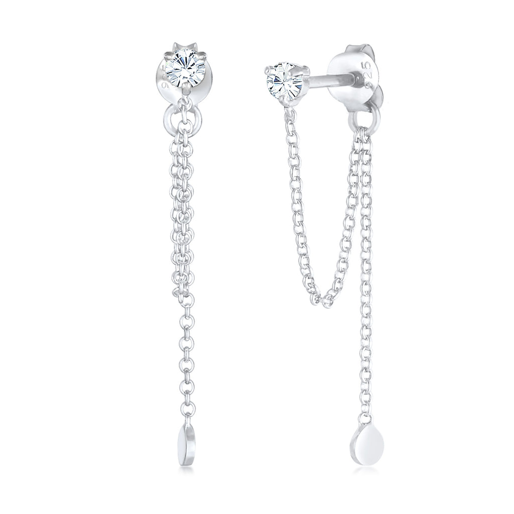 Silver Perhiasan Wanita Perak Asli - Silver Anting Woman Earchain Vintage Crystals