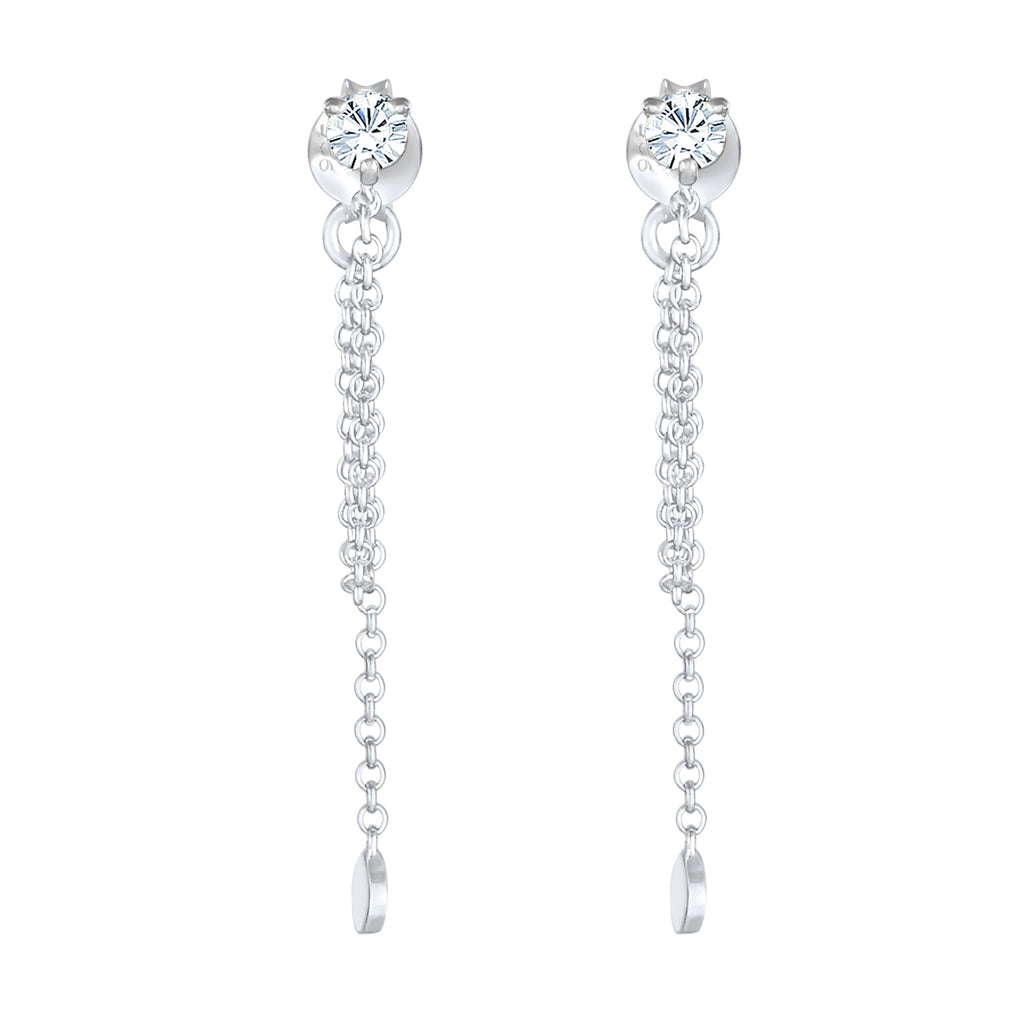 Silver Perhiasan Wanita Perak Asli - Silver Anting Woman Earchain Vintage Crystals