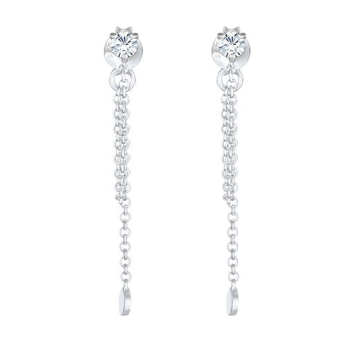 Silver Anting Perhiasan Perak 925 Wanita Earchain Vintage Crystals