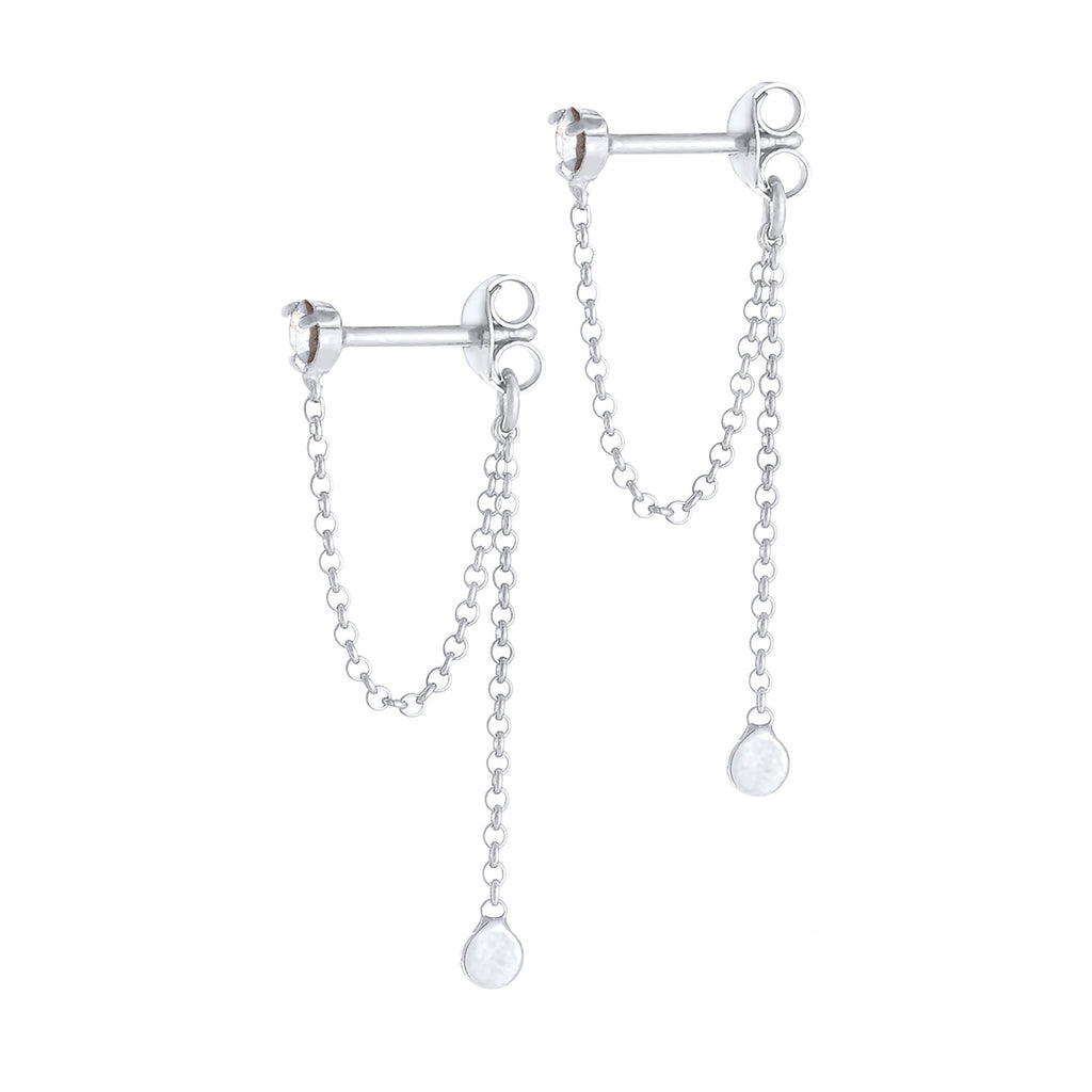 Silver Perhiasan Wanita Perak Asli - Silver Anting Woman Earchain Vintage Crystals