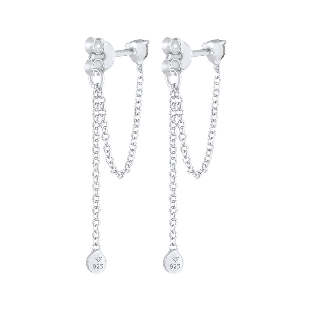 Silver Perhiasan Wanita Perak Asli - Silver Anting Woman Earchain Vintage Crystals