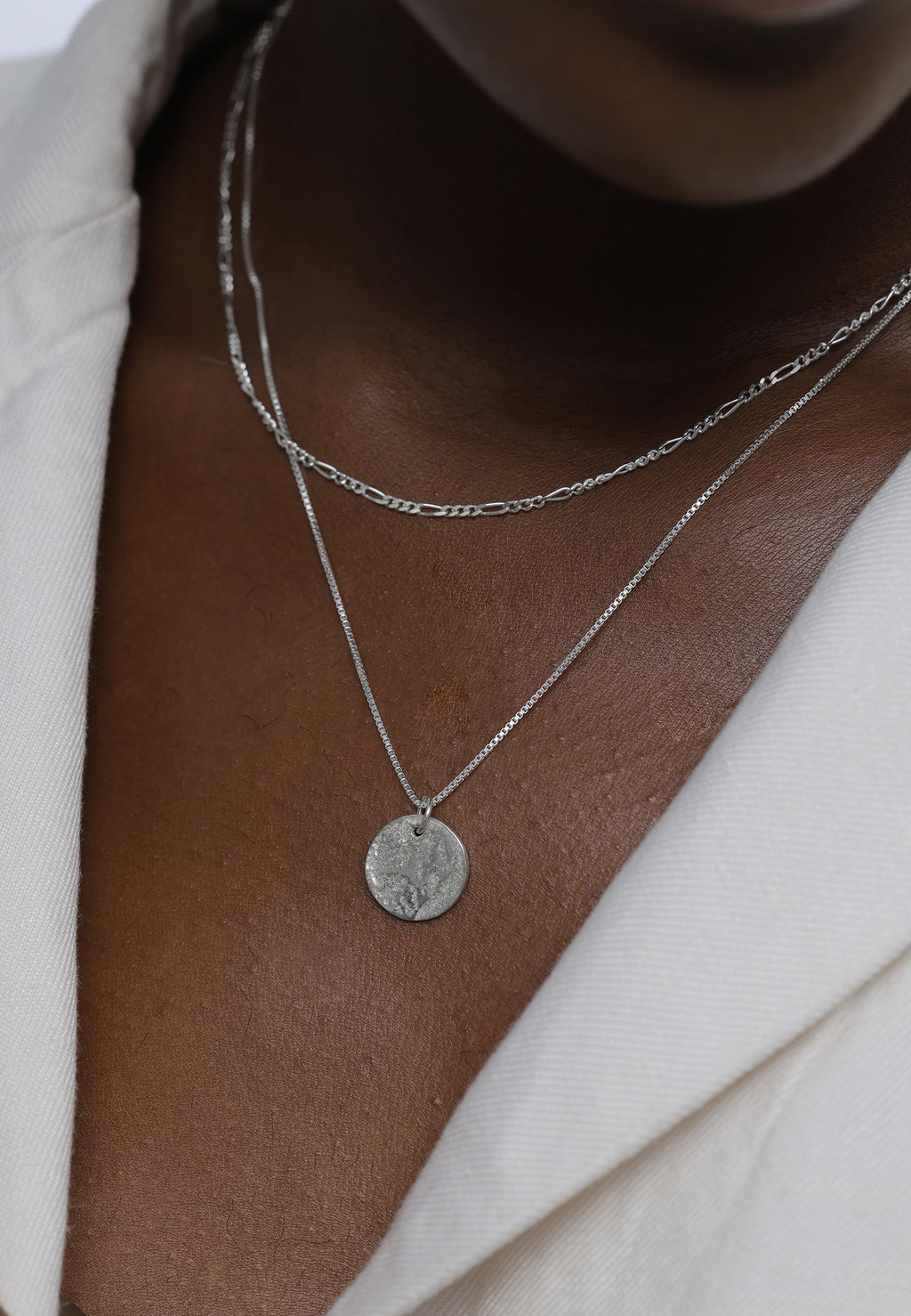 Silver Perhiasan Wanita Perak Asli - Silver Kalung  Layer Plate Boho