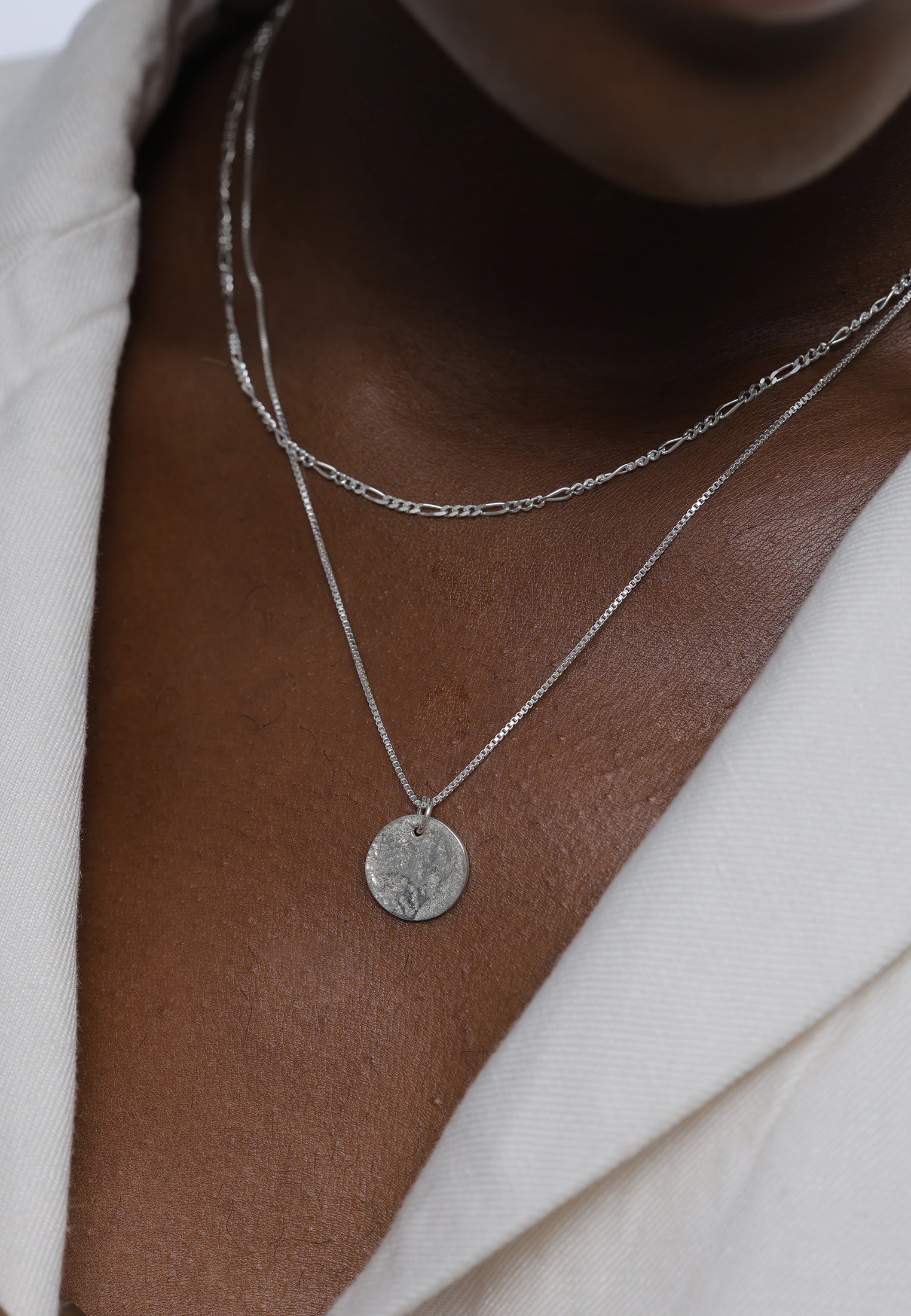Silver Perhiasan Wanita Perak Asli - Silver Kalung  Layer Plate Boho