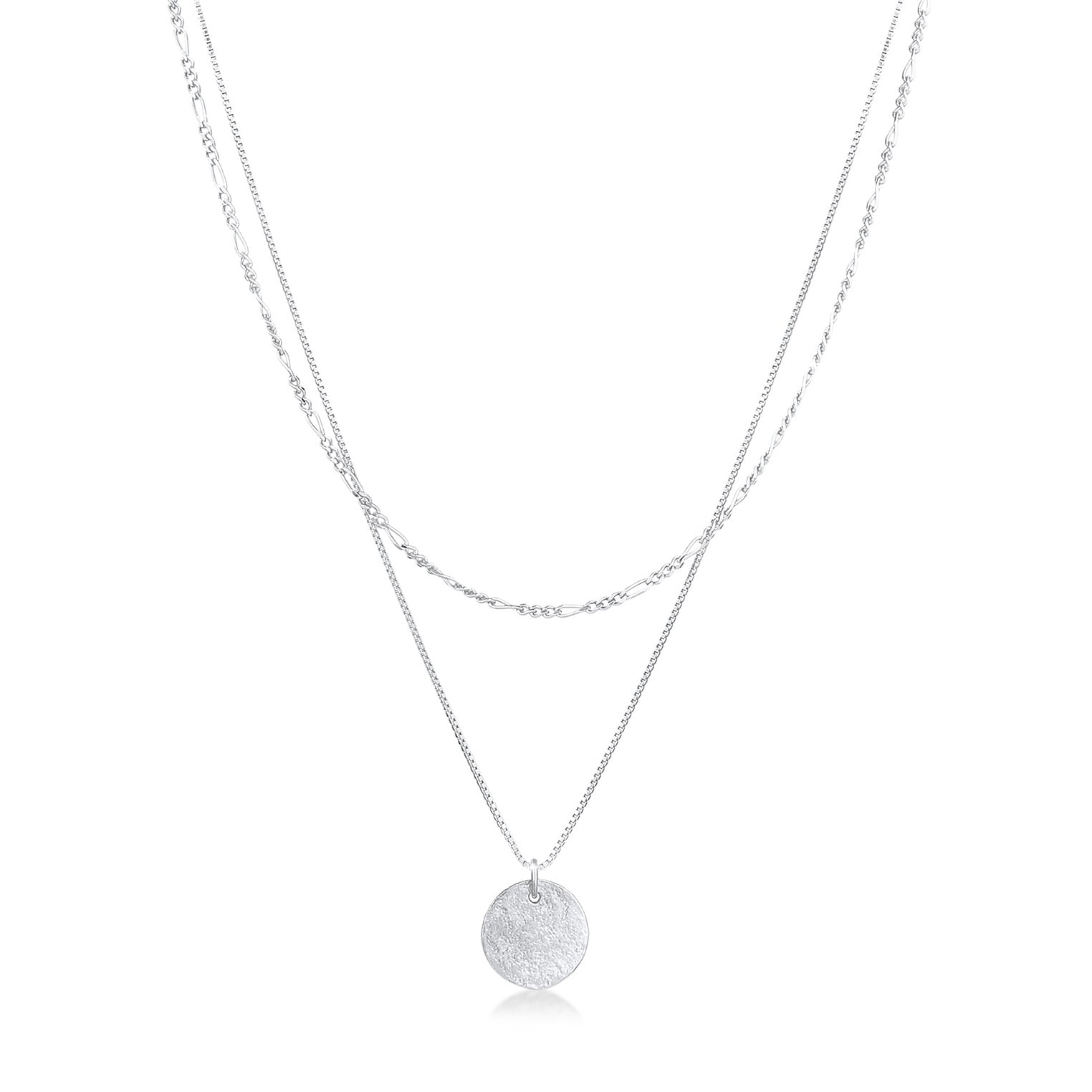Silver Perhiasan Wanita Perak Asli - Silver Kalung  Layer Plate Boho