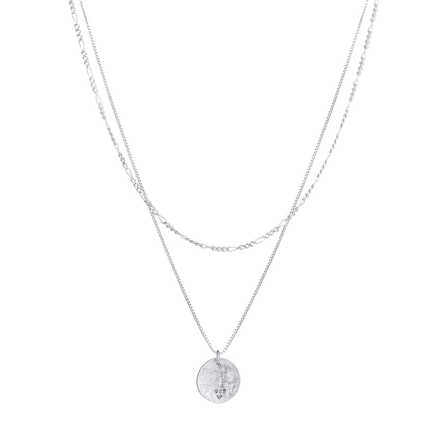 Silver Perhiasan Wanita Perak Asli - Silver Kalung  Layer Plate Boho