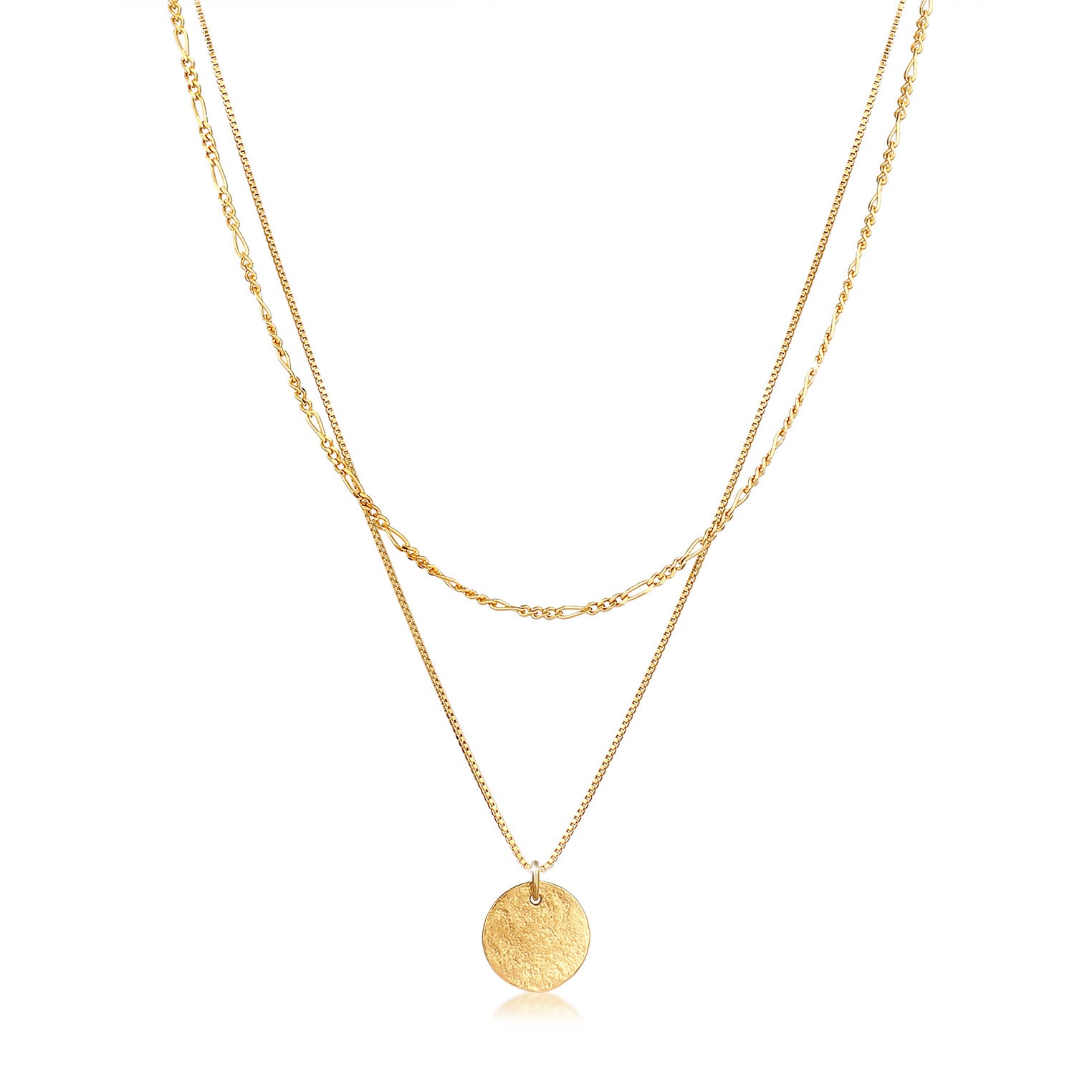 Gold Perhiasan Wanita Perak Asli - Silver Kalung  Layer Platelet Boho Lapis Emas