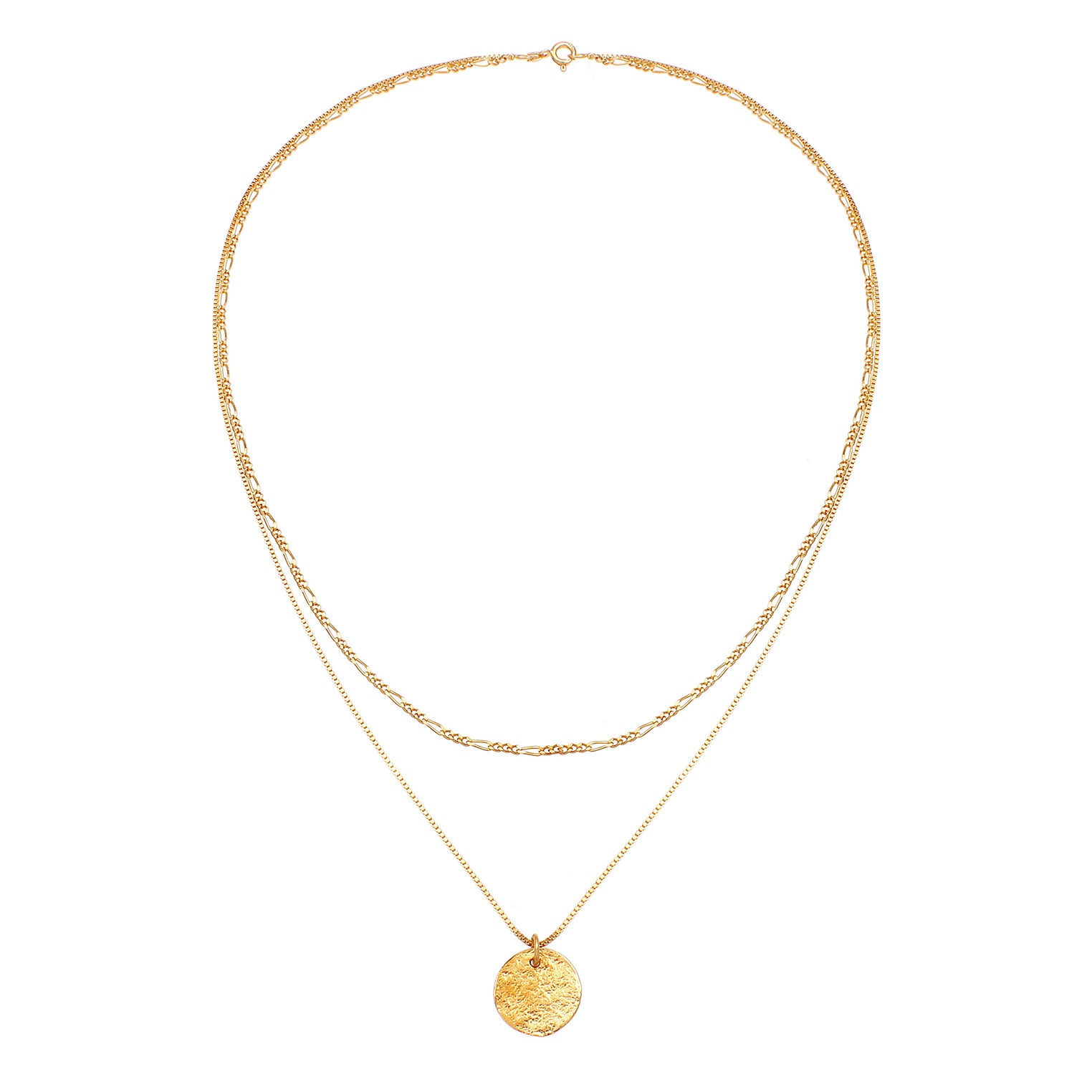 Gold Perhiasan Wanita Perak Asli - Silver Kalung  Layer Platelet Boho Lapis Emas