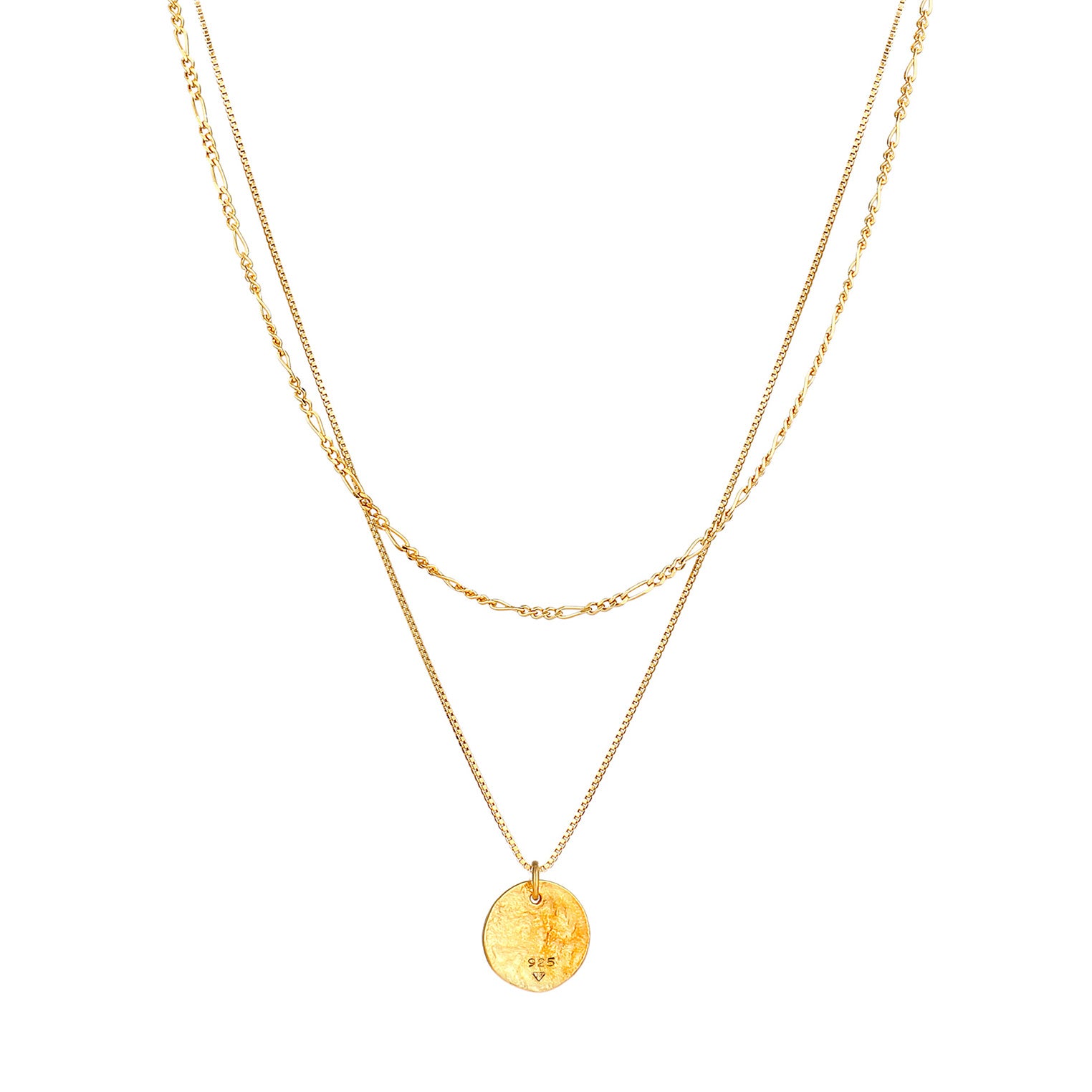 Gold Perhiasan Wanita Perak Asli - Silver Kalung  Layer Platelet Boho Lapis Emas