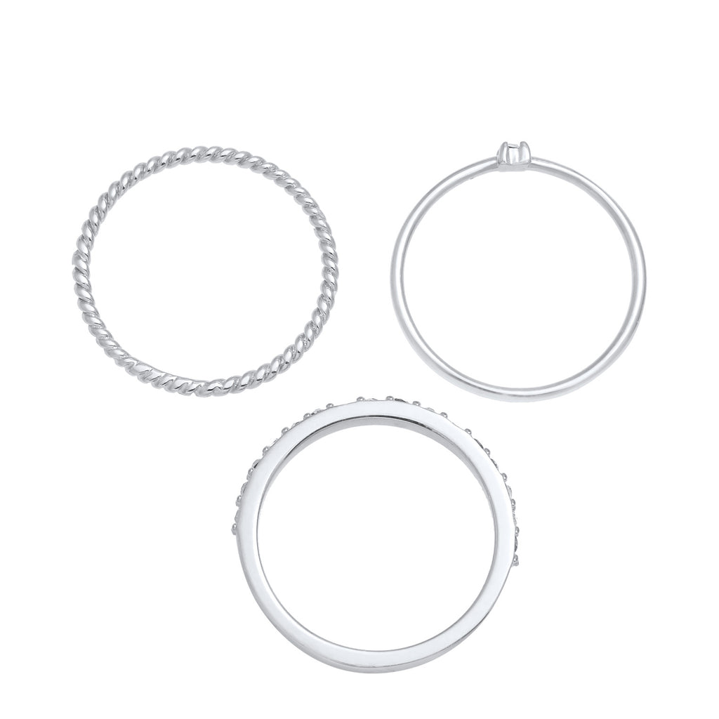 Silver Cincin Perhiasan Perak 925 Wanita Stacking Elegant Crystals