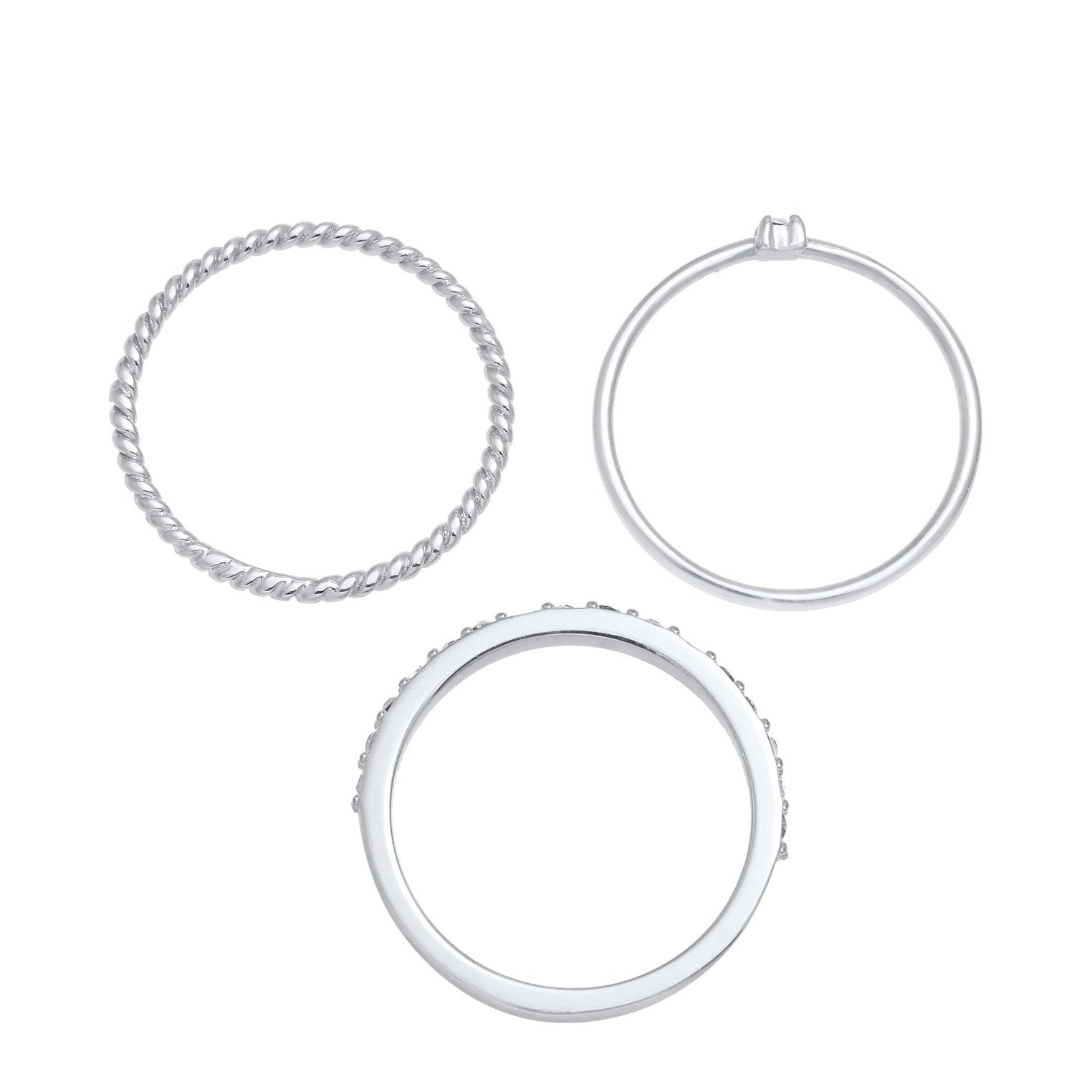 Silver Cincin Perhiasan Perak 925 Wanita Stacking Elegant Crystals