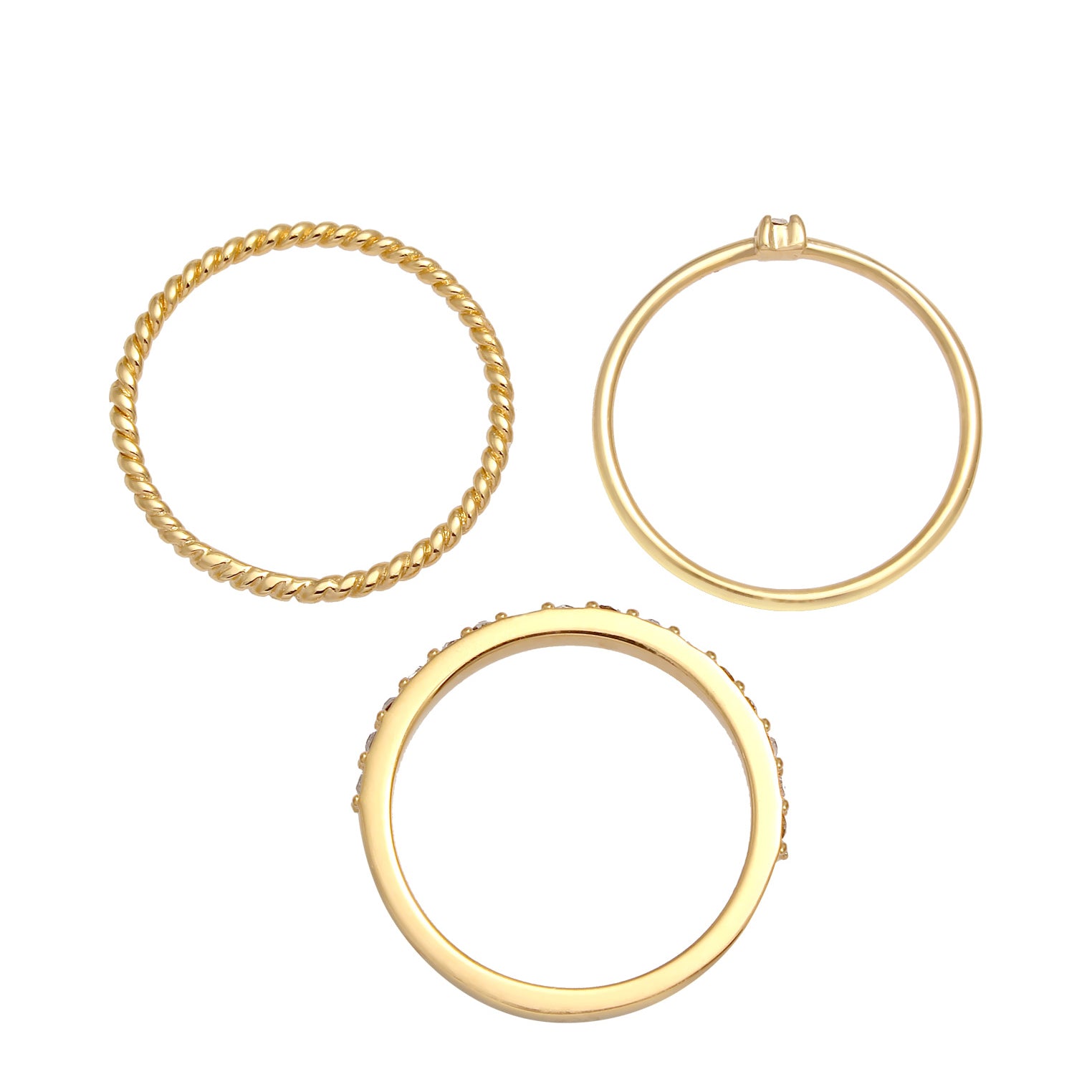 Gold Cincin Perhiasan Perak 925 Wanita Stacking Elegant Crystals Gold Plated