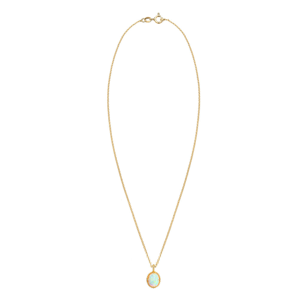 Gold Perhiasan Wanita Perak Asli - Silver Kalung  Vintage Trend Blogger Synthetic Opal Lapis Emas