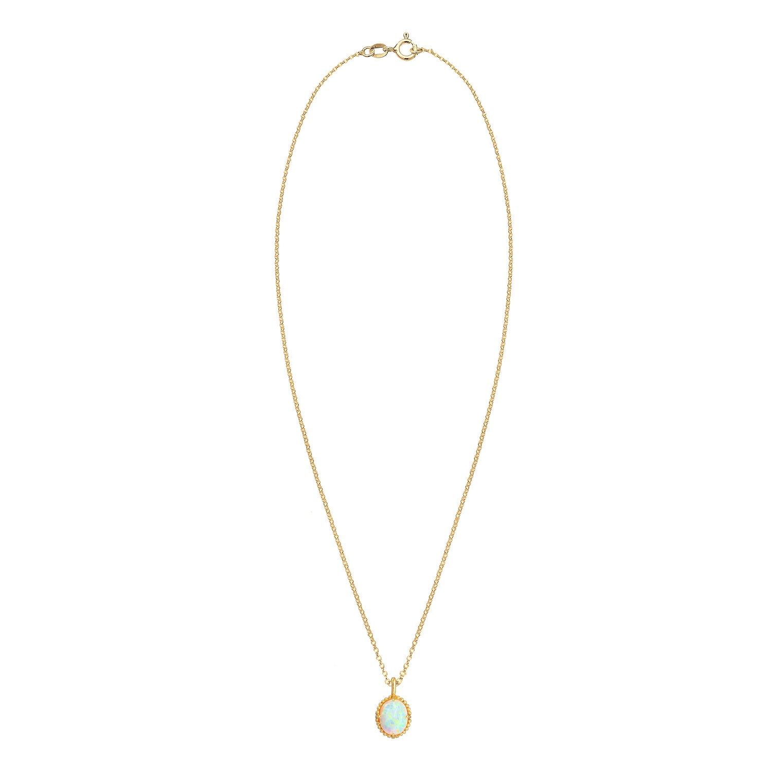 Gold Perhiasan Wanita Perak Asli - Silver Kalung  Vintage Trend Blogger Synthetic Opal Lapis Emas