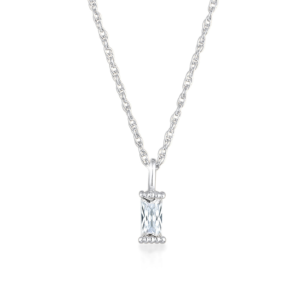 Silver Perhiasan Wanita Perak Asli - Silver Kalung  Solitaire Rectangle Link Chain Twisted Zirconia