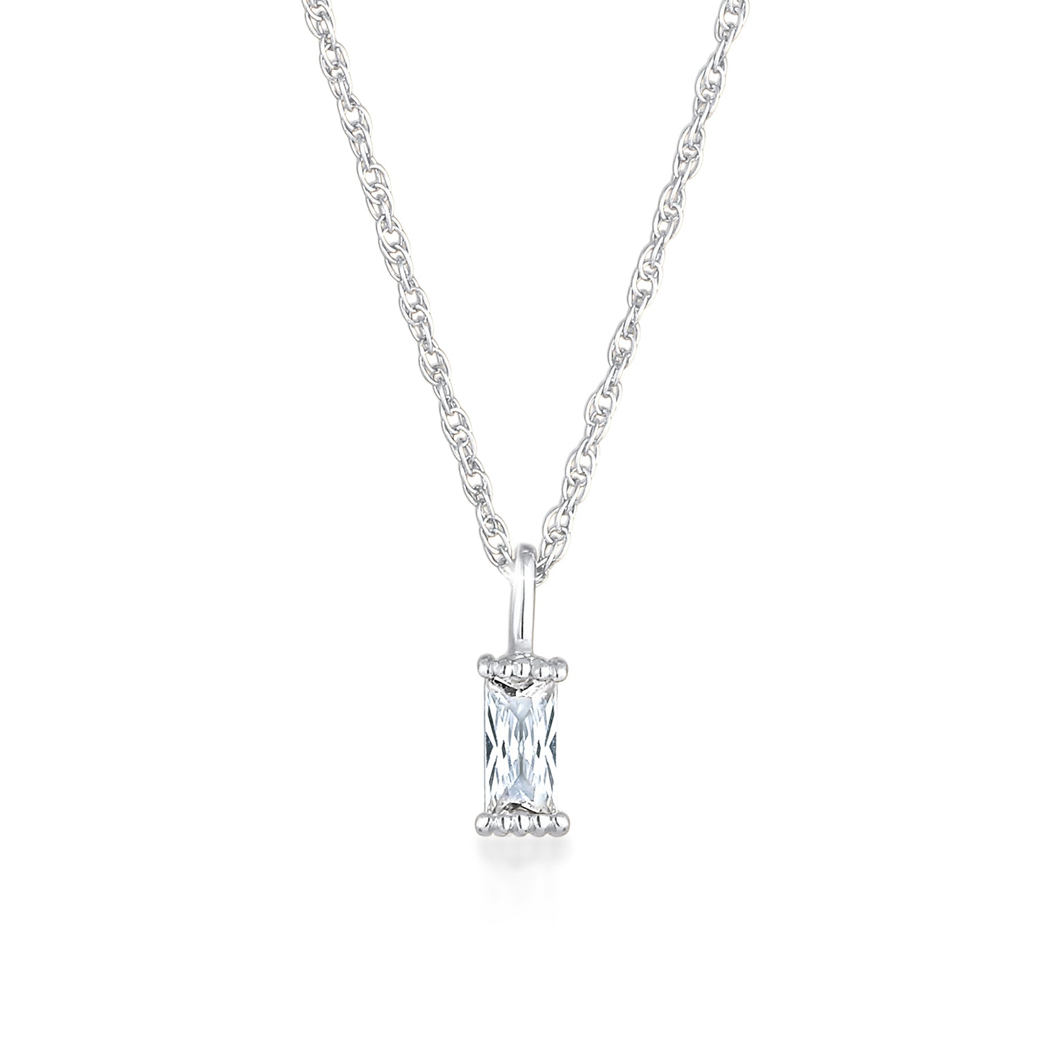Silver Perhiasan Wanita Perak Asli - Silver Kalung  Solitaire Rectangle Link Chain Twisted Zirconia
