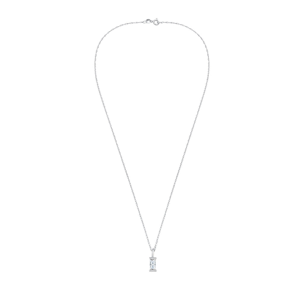 Silver Perhiasan Wanita Perak Asli - Silver Kalung  Solitaire Rectangle Link Chain Twisted Zirconia