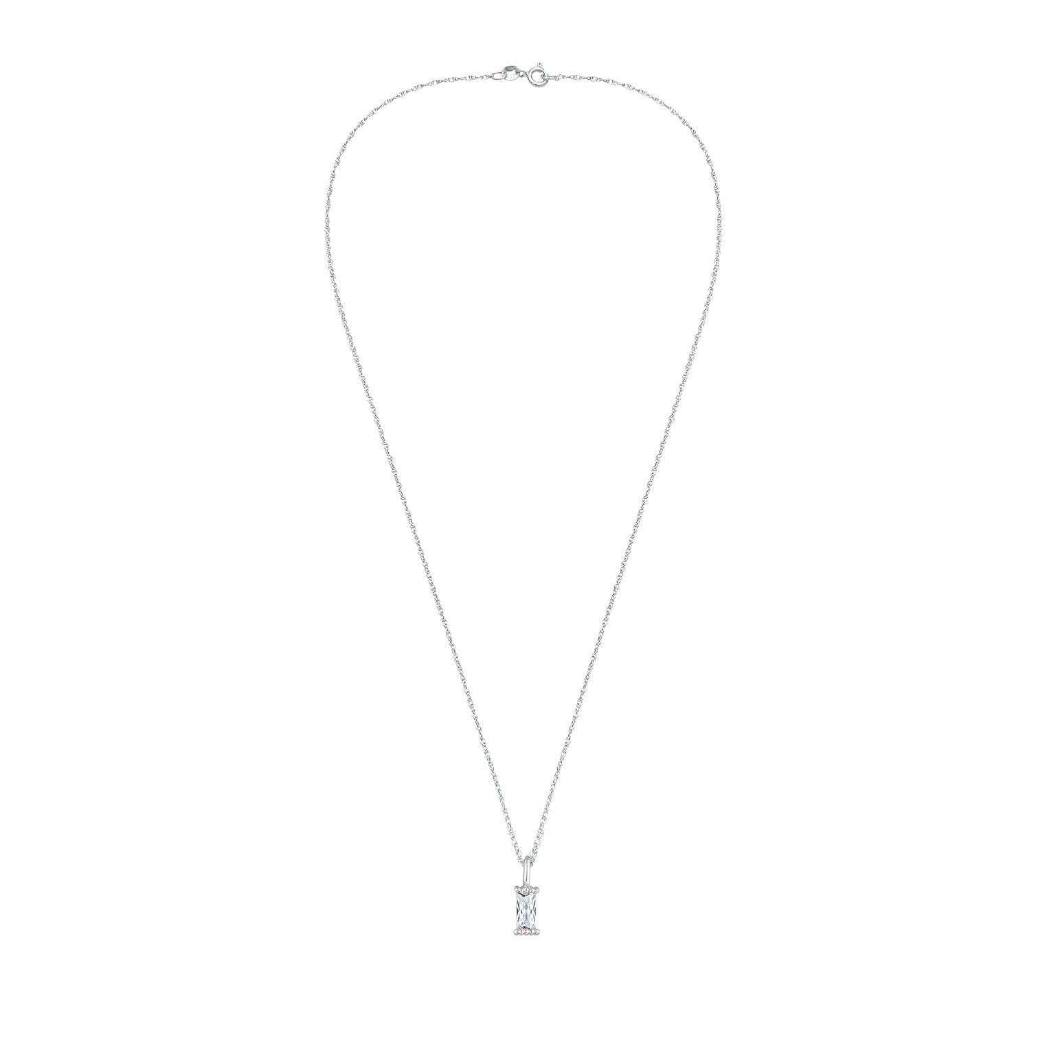 Silver Perhiasan Wanita Perak Asli - Silver Kalung  Solitaire Rectangle Link Chain Twisted Zirconia