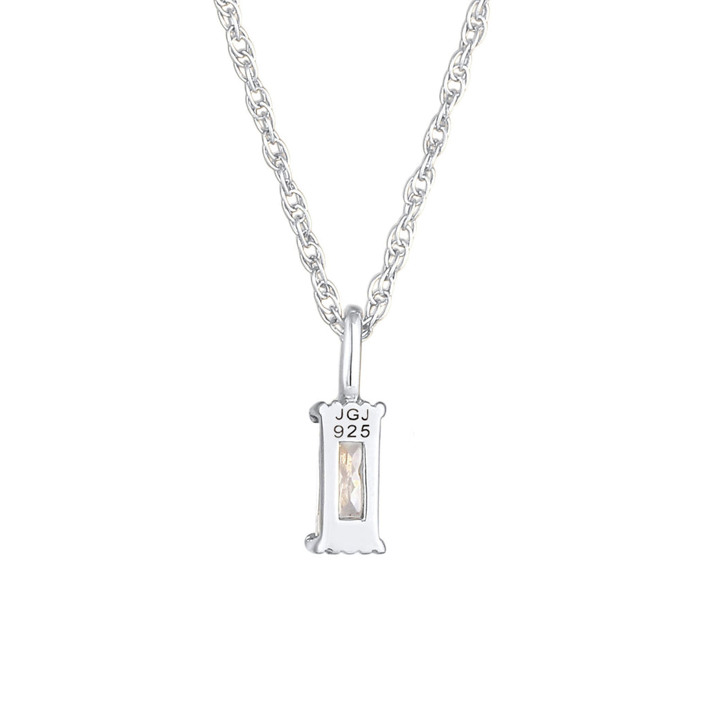 Silver Perhiasan Wanita Perak Asli - Silver Kalung  Solitaire Rectangle Link Chain Twisted Zirconia