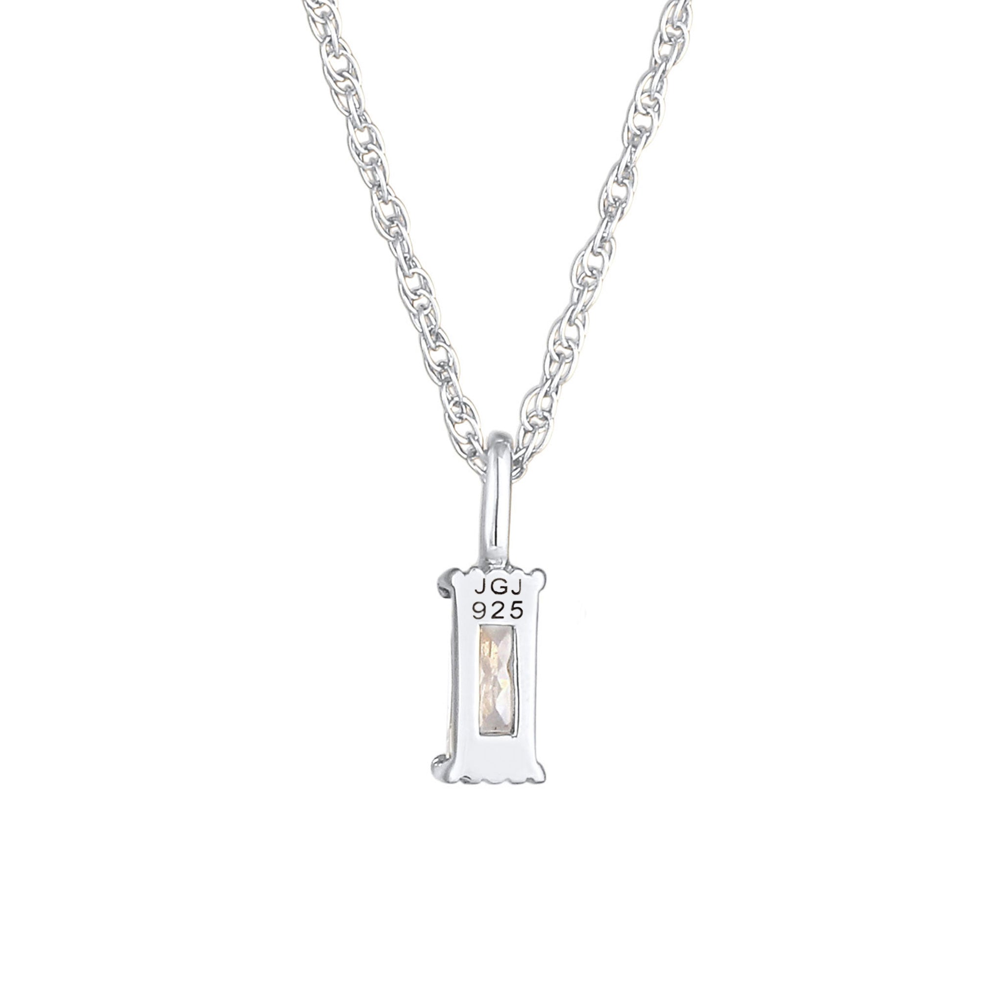 Silver Perhiasan Wanita Perak Asli - Silver Kalung  Solitaire Rectangle Link Chain Twisted Zirconia