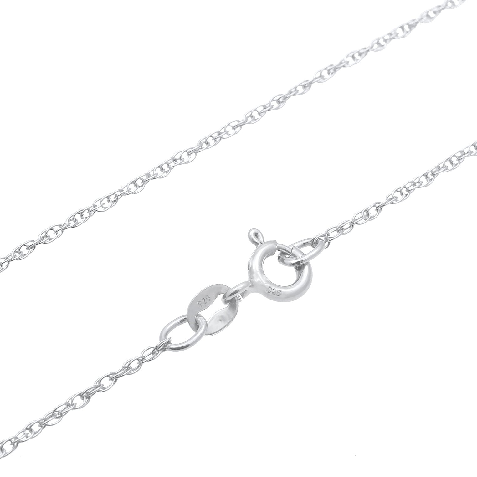 Silver Perhiasan Wanita Perak Asli - Silver Kalung  Solitaire Rectangle Link Chain Twisted Zirconia