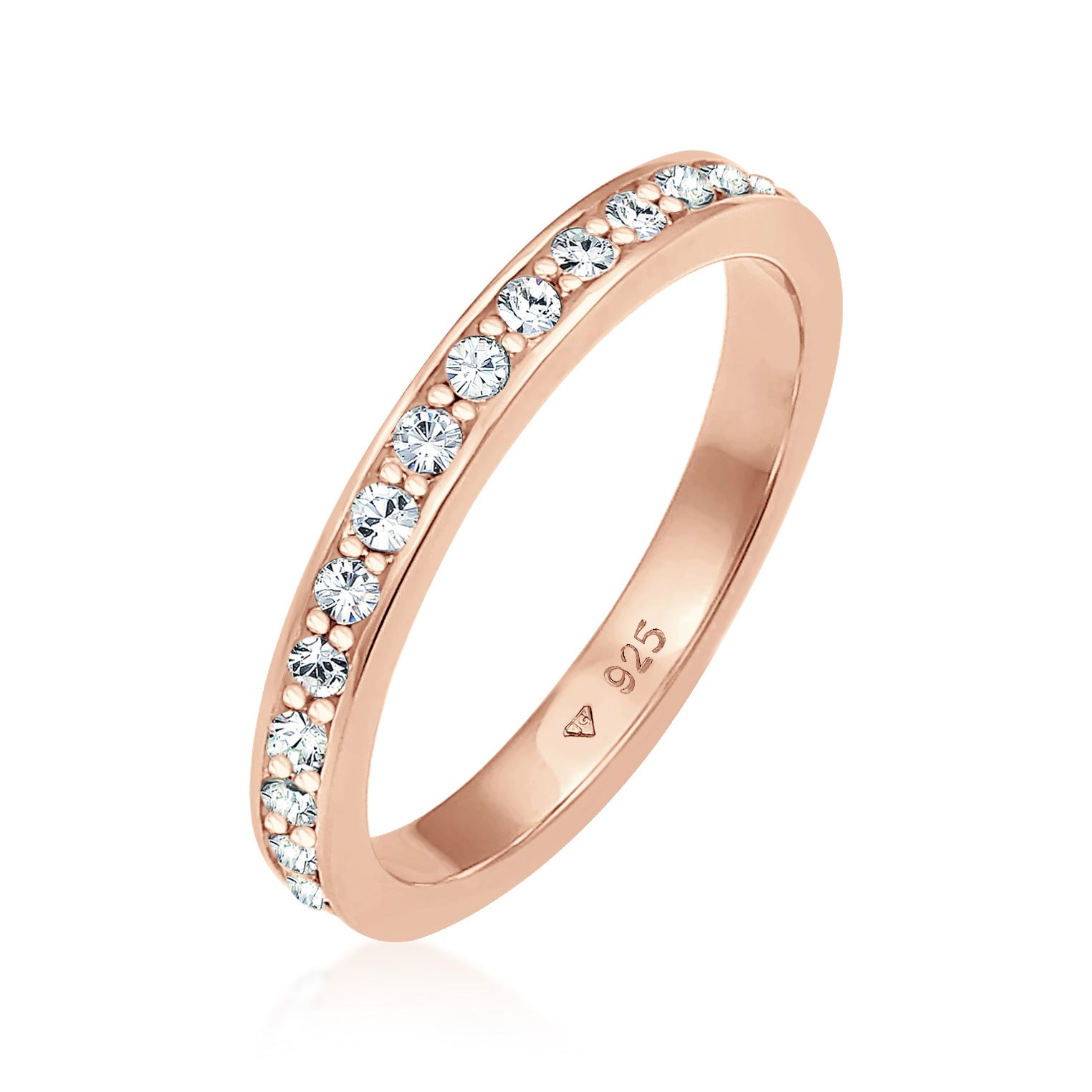 Rose Perhiasan Wanita Perak Asli - Silver Cincin Glamorous Crystals Rosegold Plated