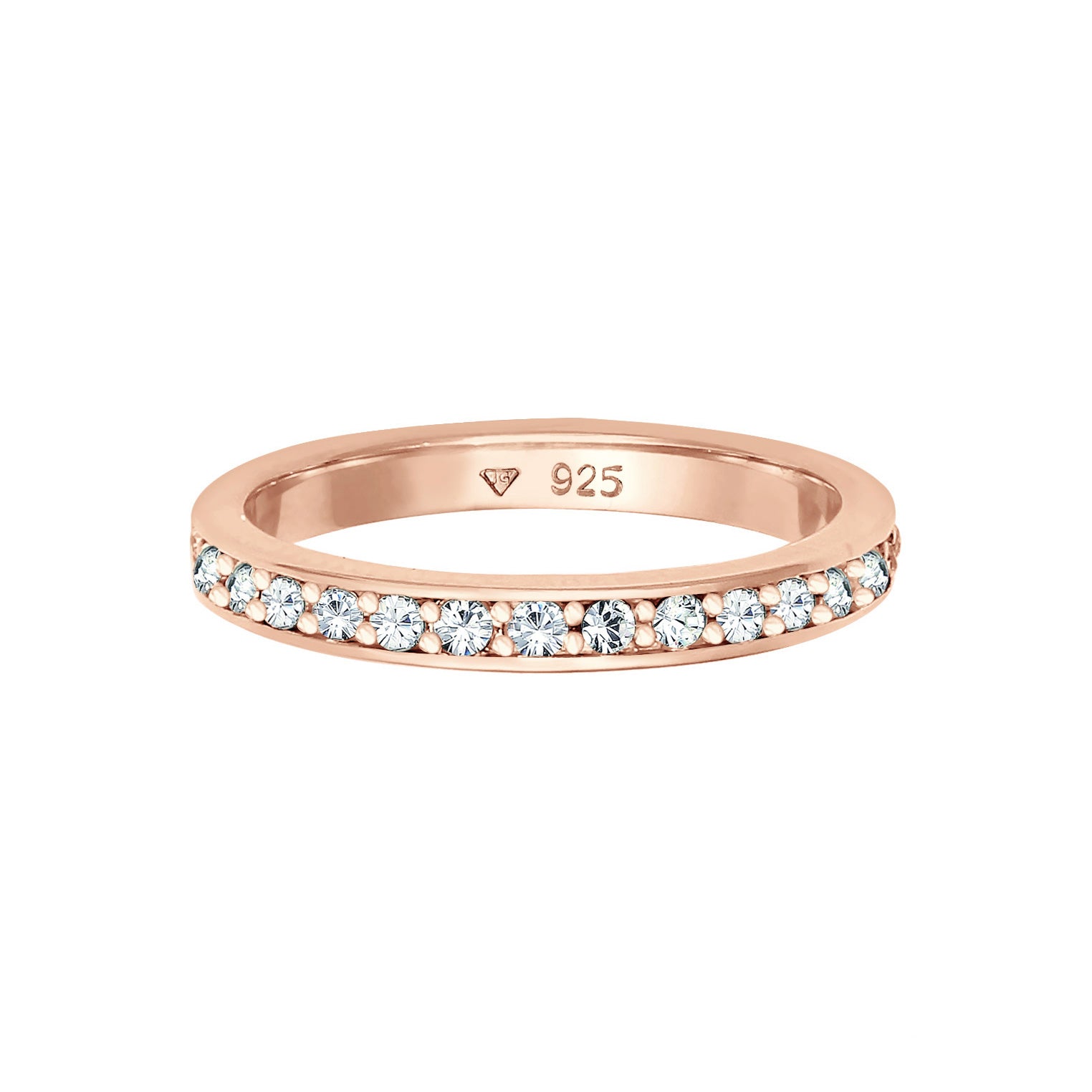 Rose Perhiasan Wanita Perak Asli - Silver Cincin Glamorous Crystals Rosegold Plated