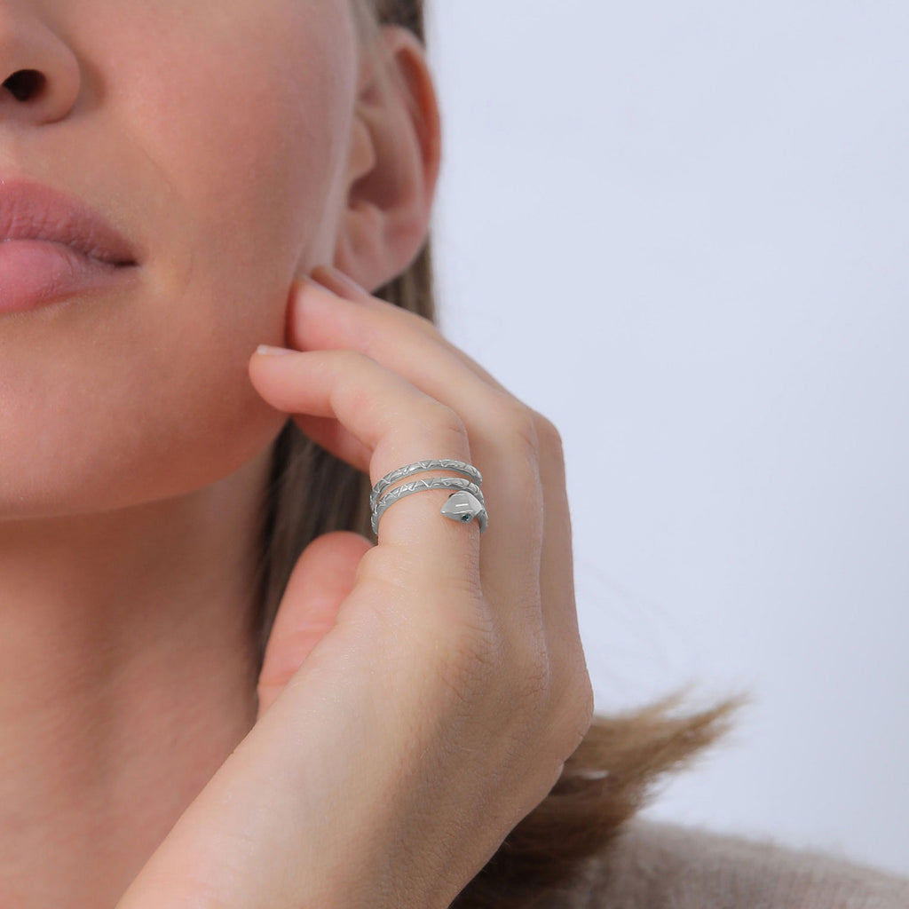 Silver Cincin Perhiasan Perak 925 Wanita Wrap Snake