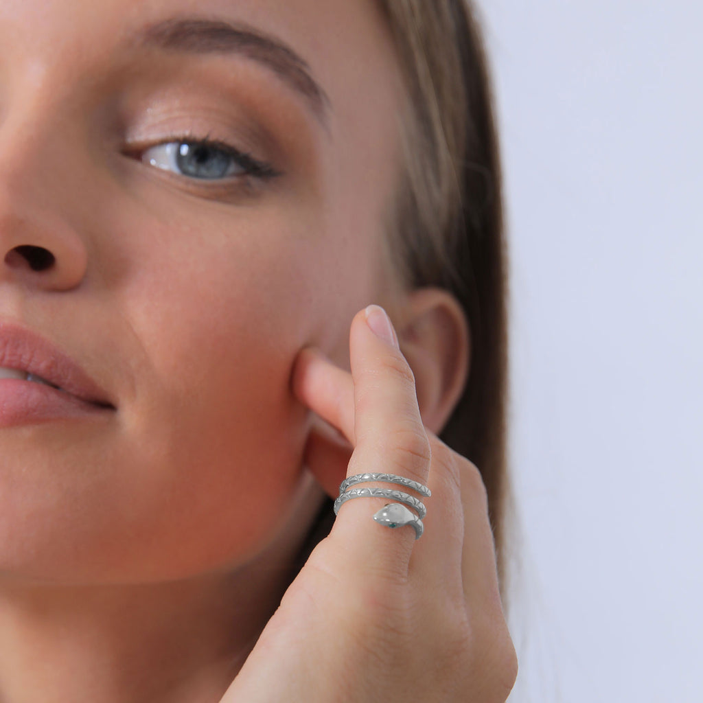 Silver Cincin Perhiasan Perak 925 Wanita Wrap Snake