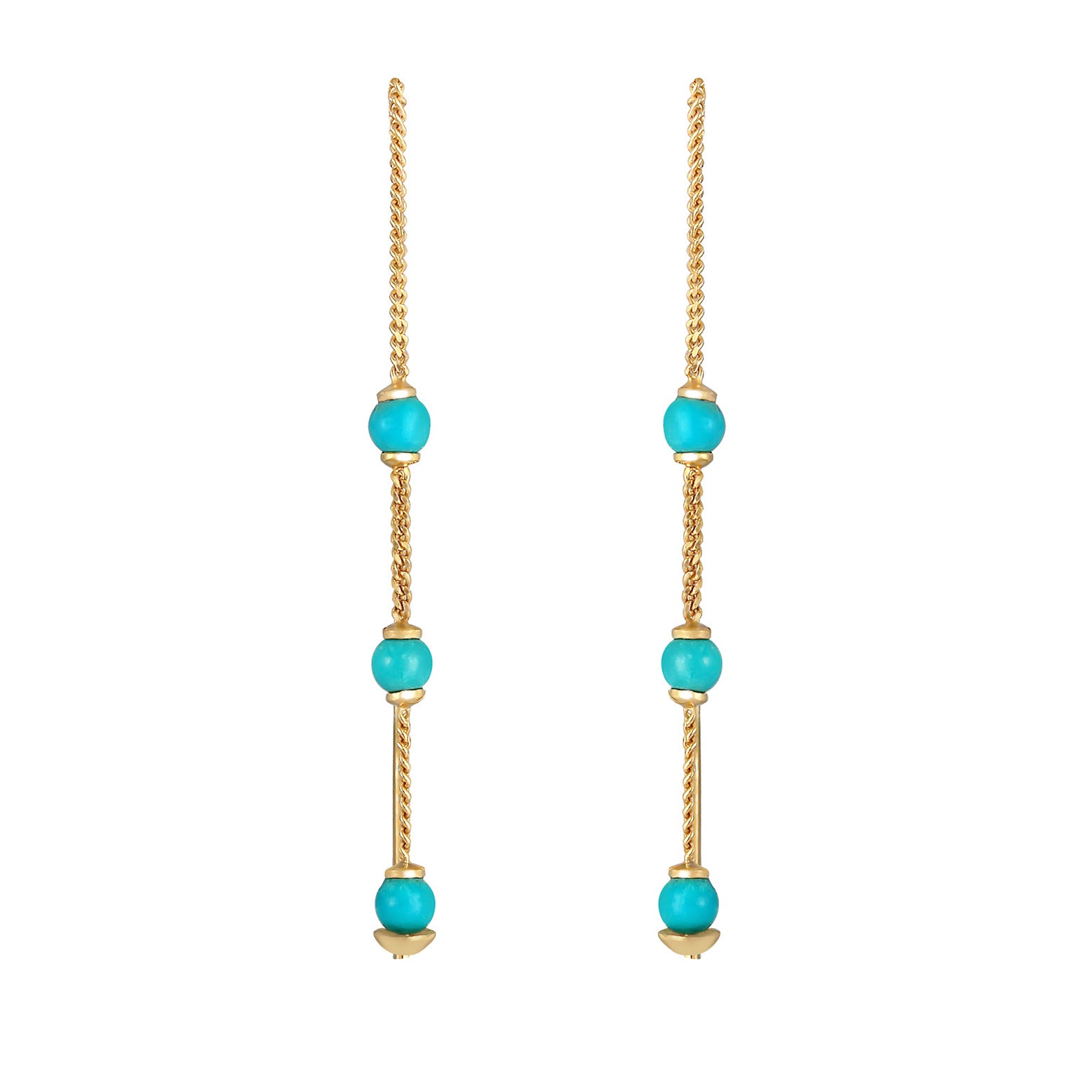 Gold Perhiasan Wanita Perak Asli - Silver Anting Pull Through Turquoise Trend Blogger Howlite Beads Gold Plated
