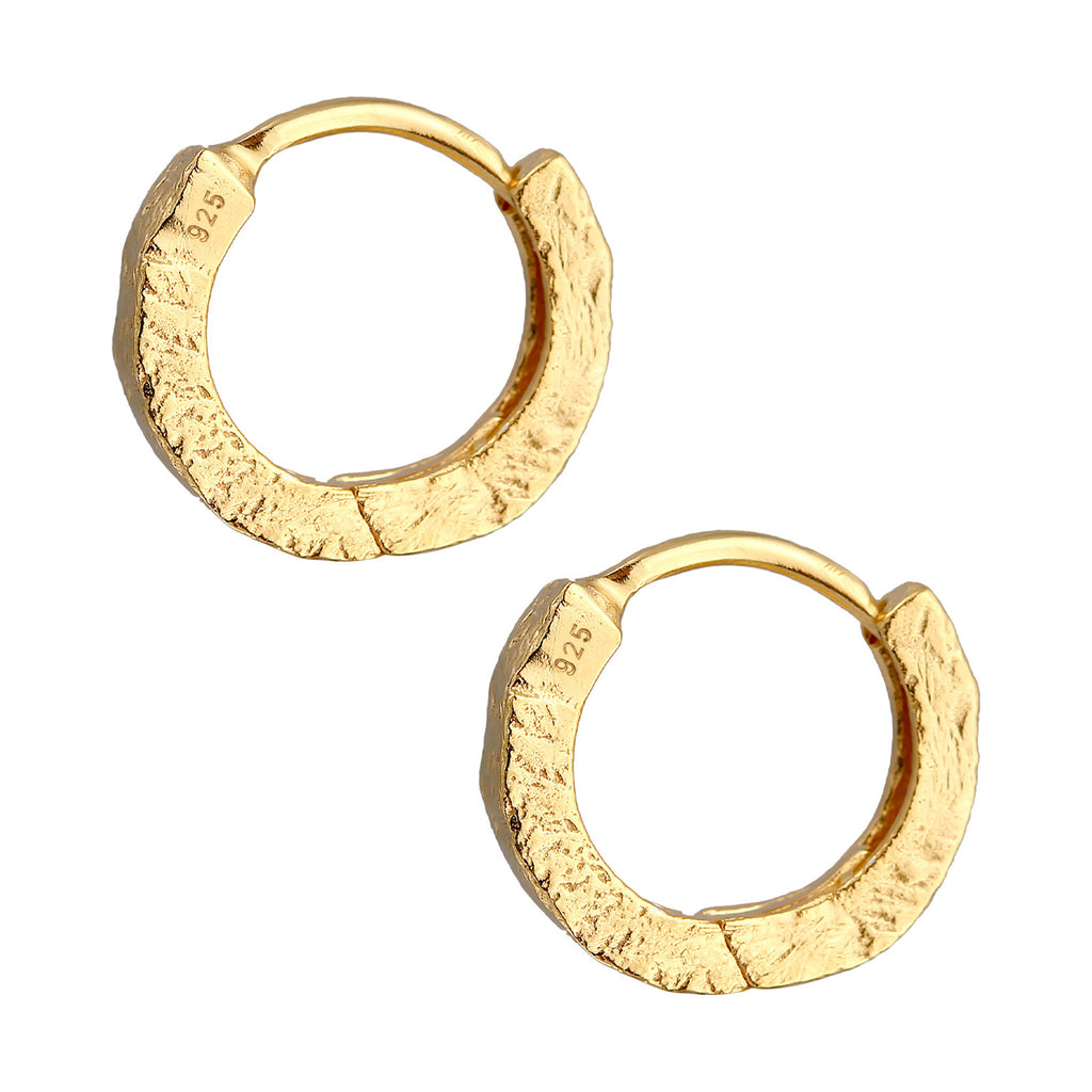 Gold Perhiasan Wanita Perak Asli - Silver Anting Creoles Structure Organic Gold Plated