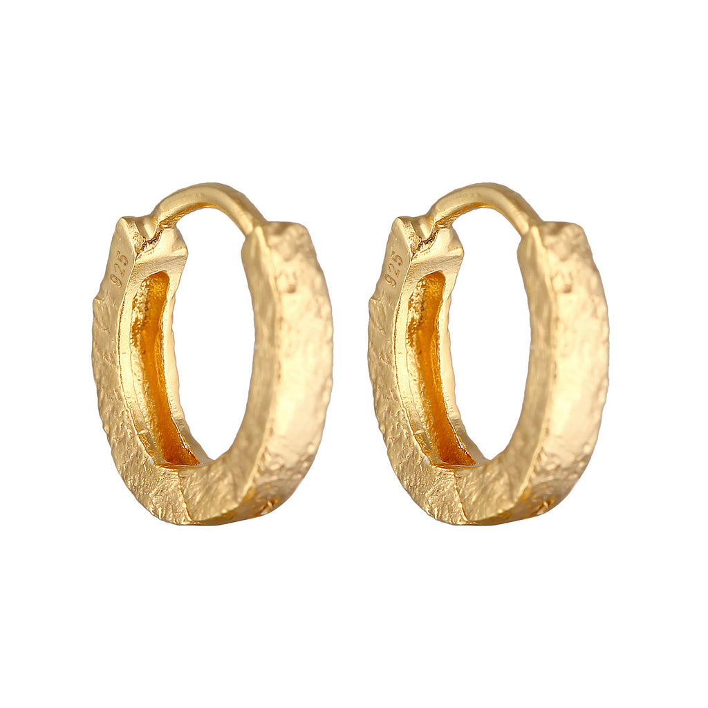 Gold Perhiasan Wanita Perak Asli - Silver Anting Creoles Structure Organic Gold Plated