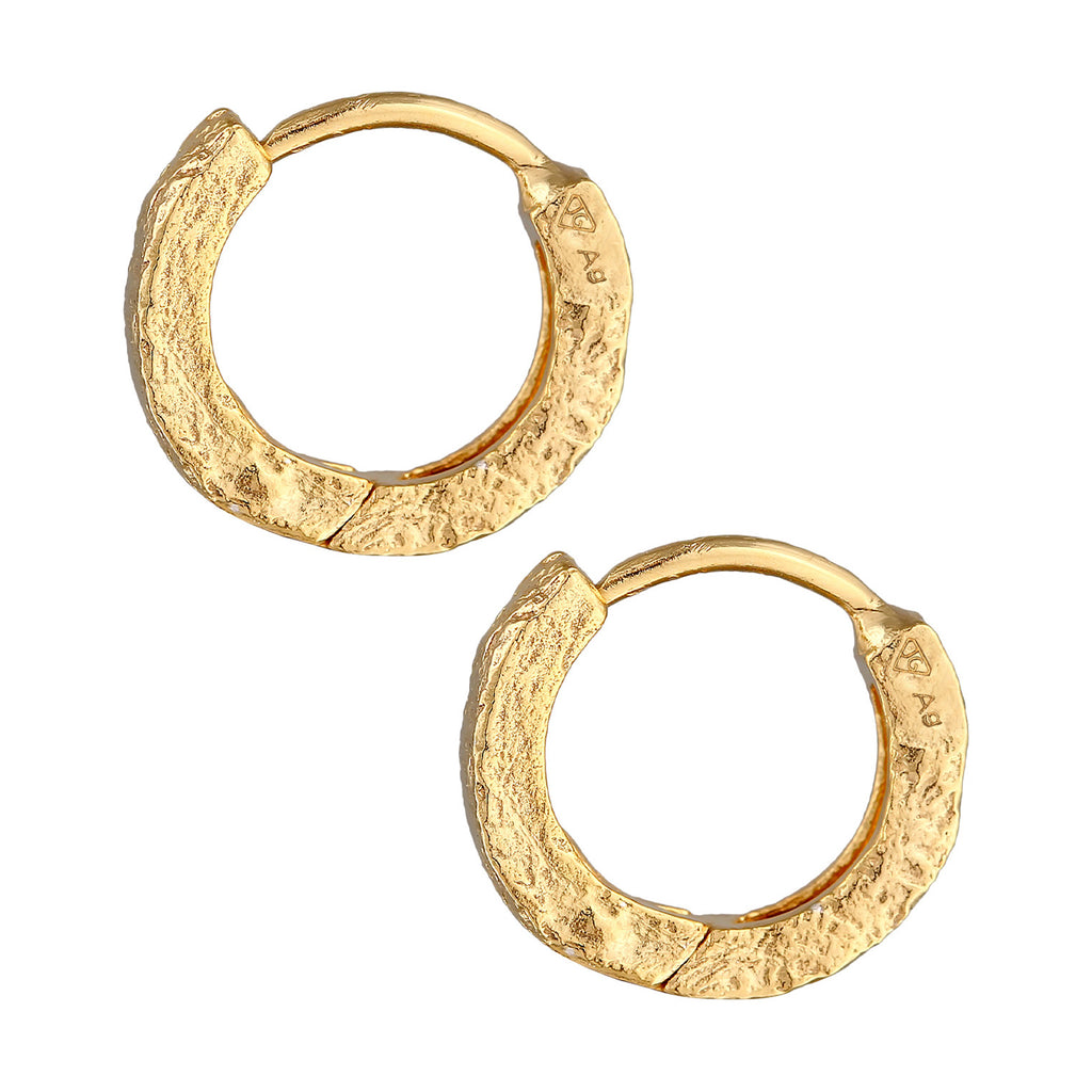 Gold Perhiasan Wanita Perak Asli - Silver Anting Creoles Structure Organic Gold Plated