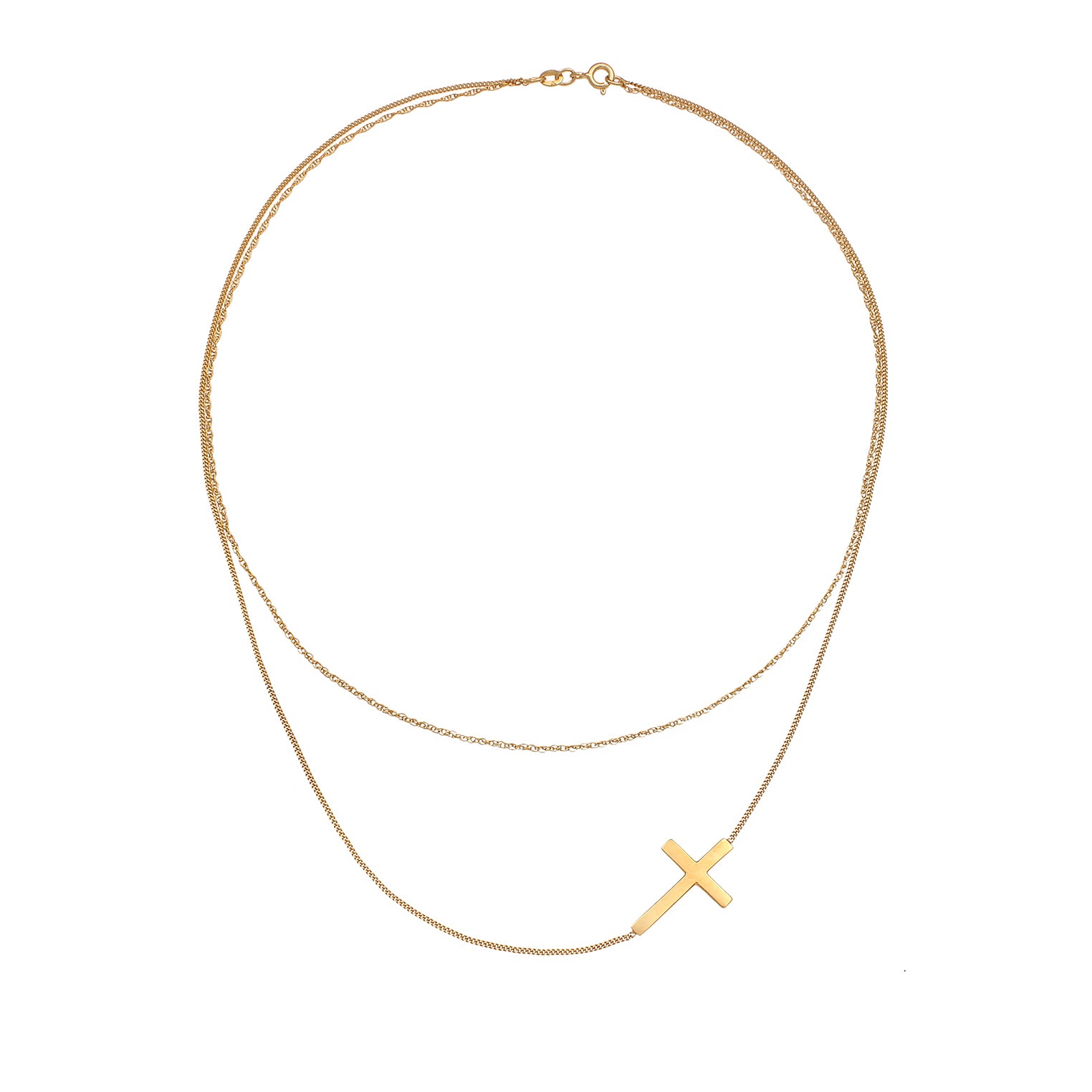 Gold Perhiasan Wanita Perak Asli - Silver Kalung  Layer Cross Twisted Tank Lapis Emas