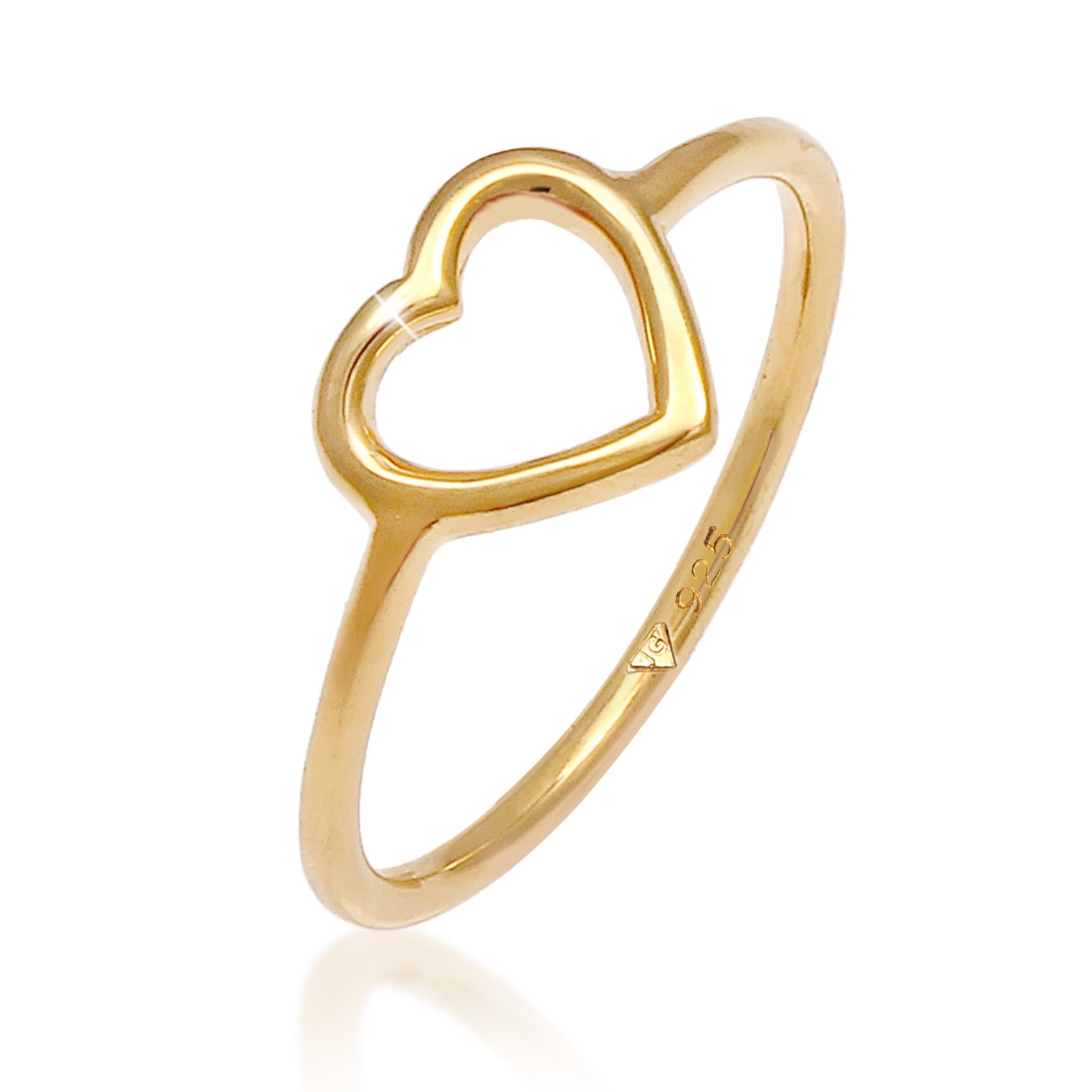 Gold Perhiasan Wanita Perak Asli - Silver Cincin Ladies Heart Cut Out Gold Plated