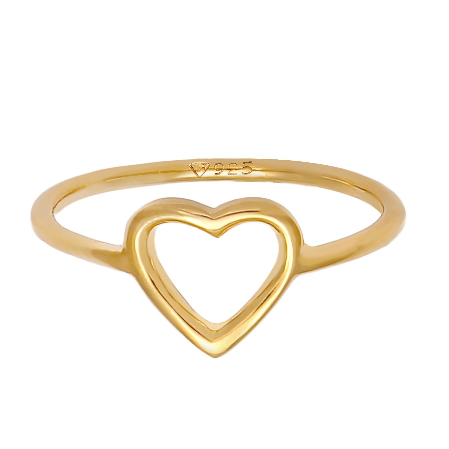 Gold Perhiasan Wanita Perak Asli - Silver Cincin Ladies Heart Cut Out Gold Plated