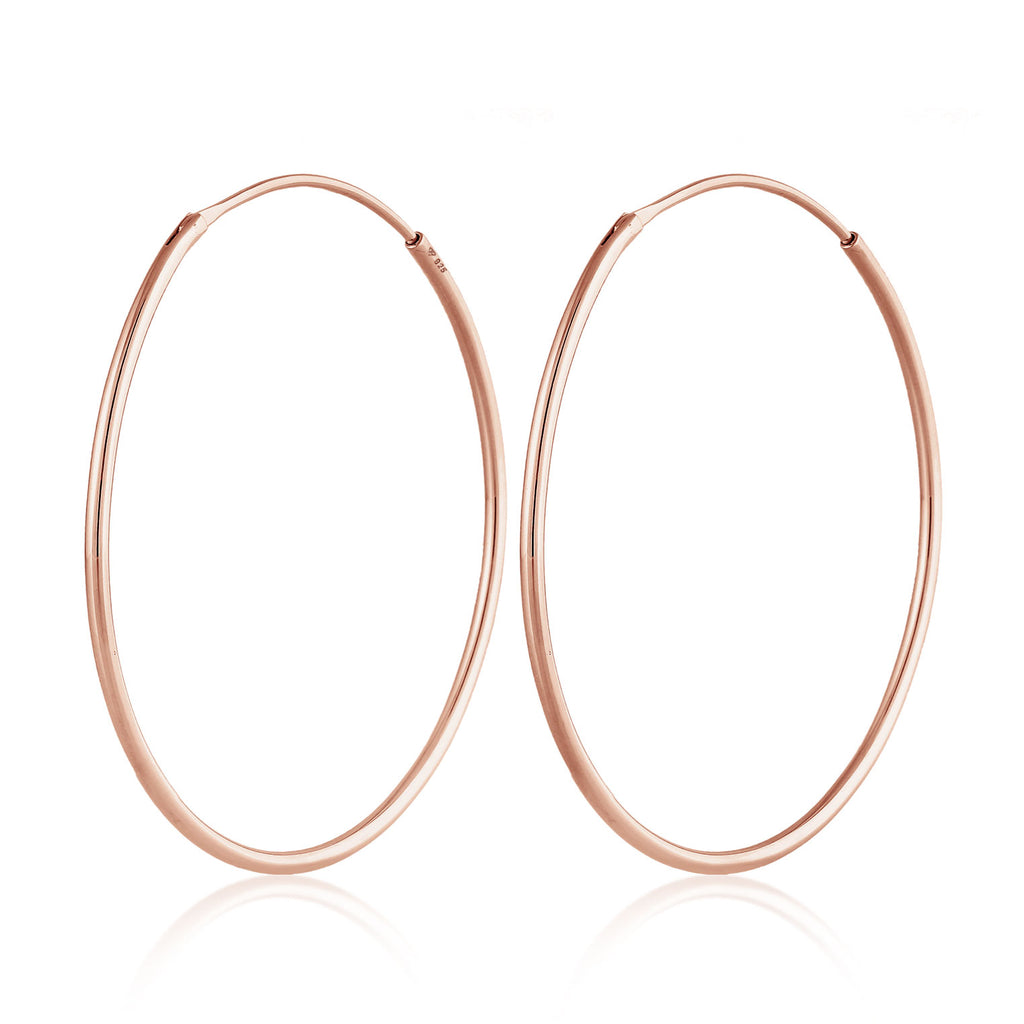 Classic Hoop Earrings 925 Silver Rose Gold Plated