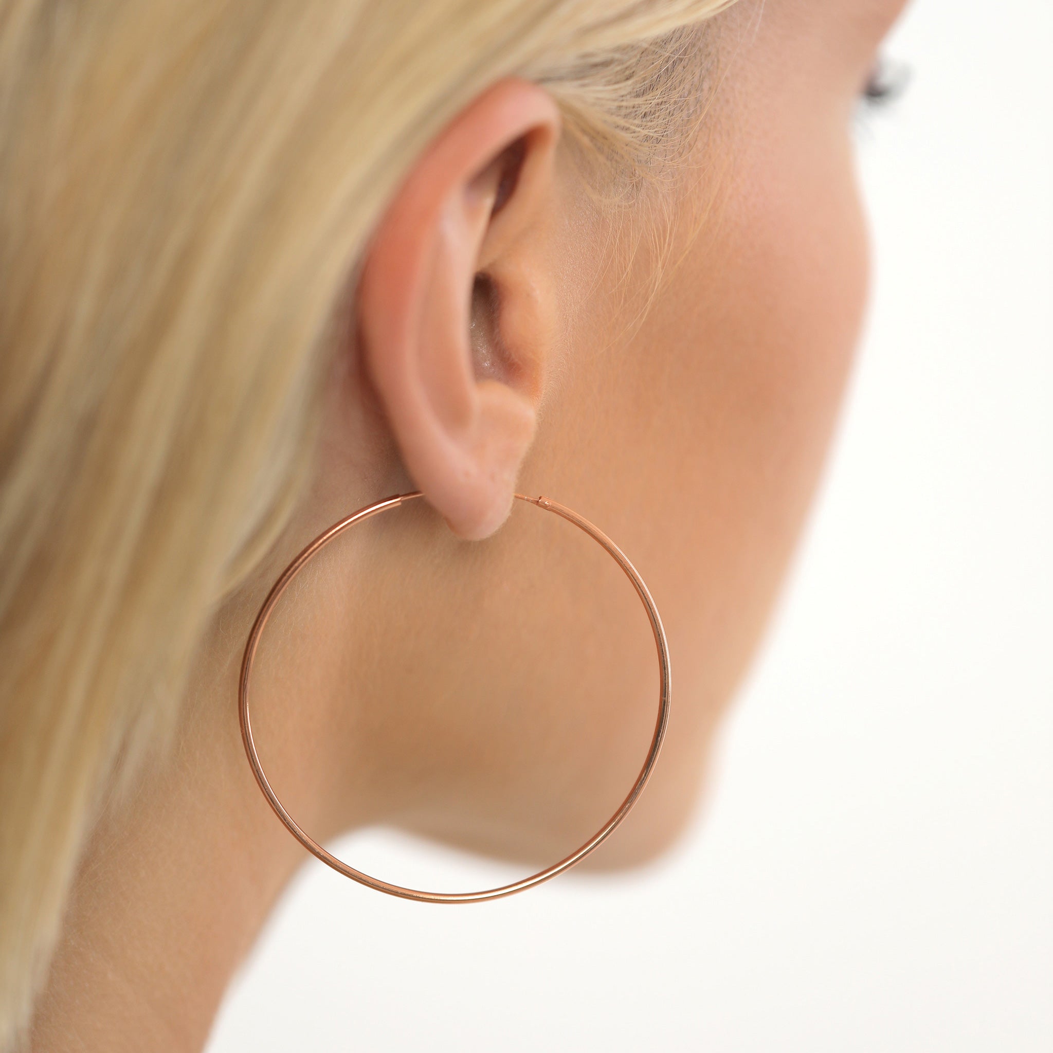 Rosegold Perhiasan Wanita Perak Asli - Silver Anting Creole Lapis Emas