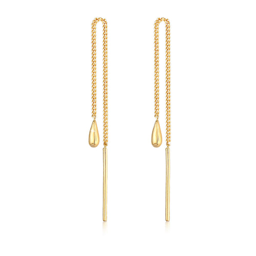 Gold Anting Perhiasan Emas 375 Wanita Drop Curb Chain