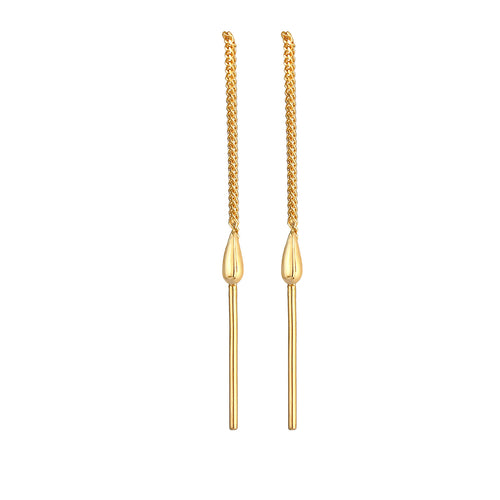 Gold Anting Perhiasan Emas 375 Wanita Drop Curb Chain