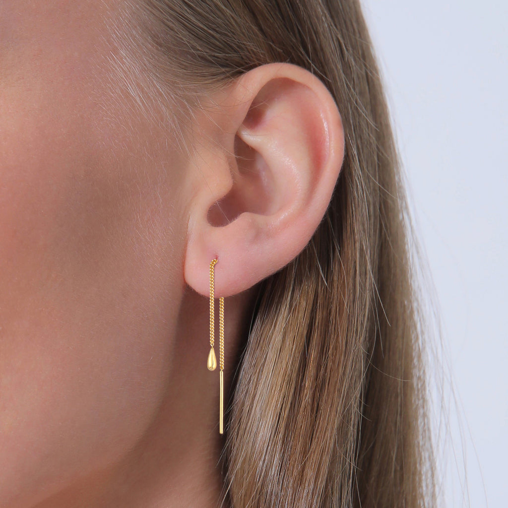 Gold Anting Perhiasan Emas 375 Wanita Drop Curb Chain