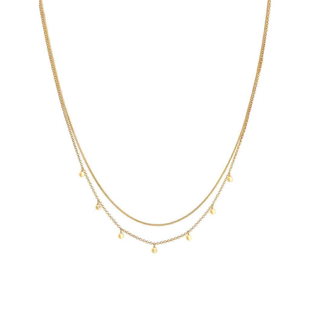Gold Perhiasan Wanita Perak Asli - Silver Kalung  Layer Platelets Hammered Trend Blogger Lapis Emas