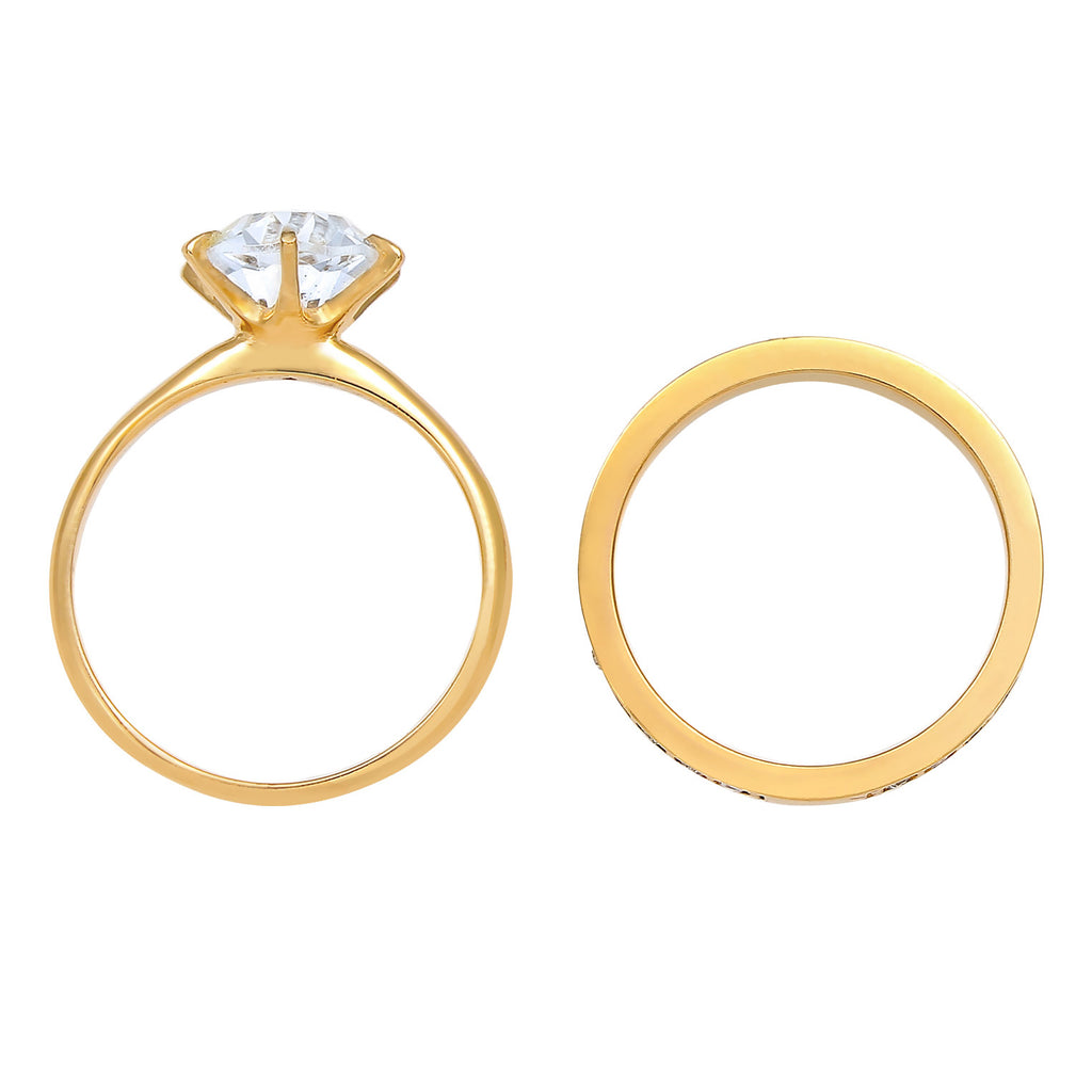 Gold Perhiasan Wanita Perak Asli - Silver Cincin Set Glamorous Gold Plated