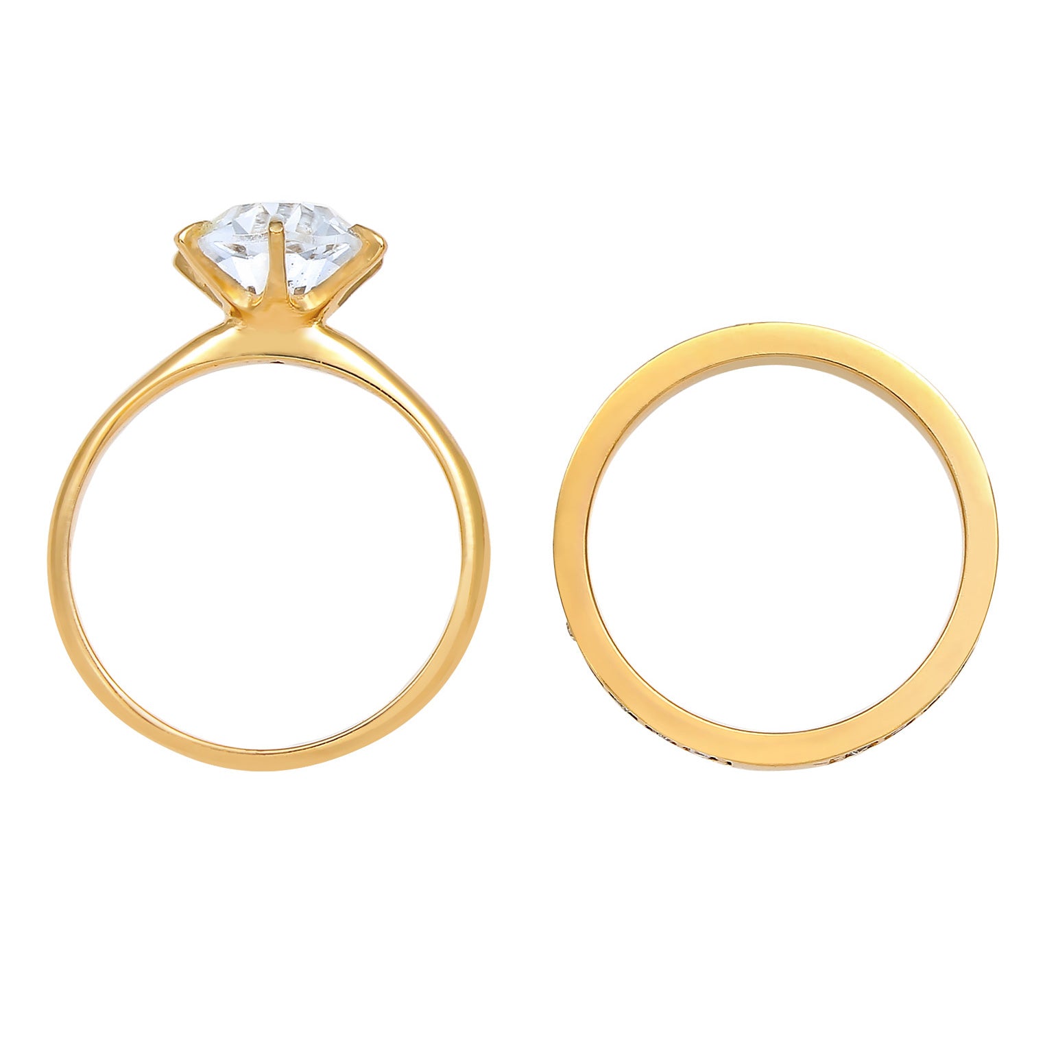 Gold Perhiasan Wanita Perak Asli - Silver Cincin Set Glamorous Gold Plated